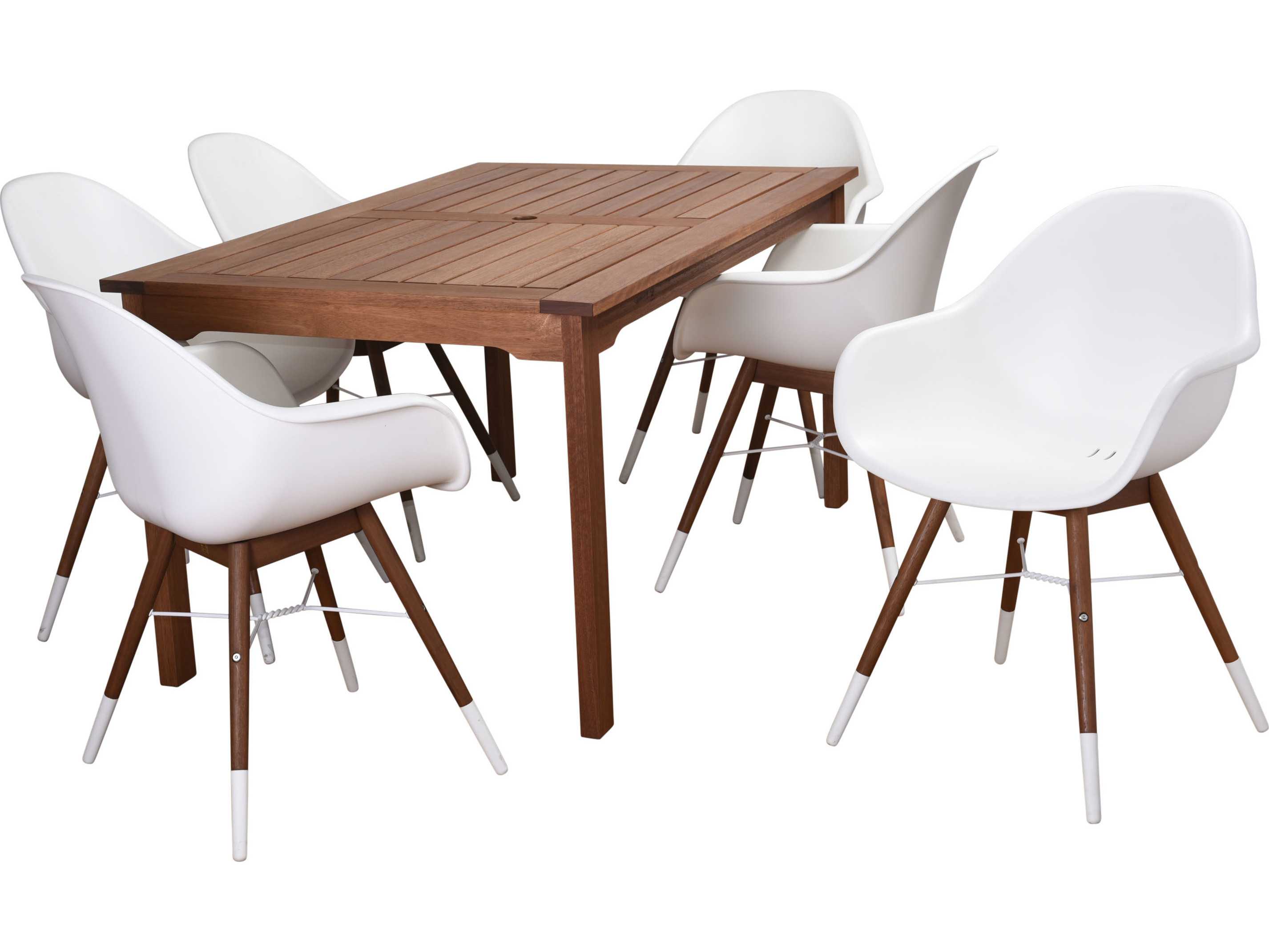 International Home Miami Amazonia Charlotte 7 Piece Eucalyptus Rectangular Outdoor Patio Dining Set White