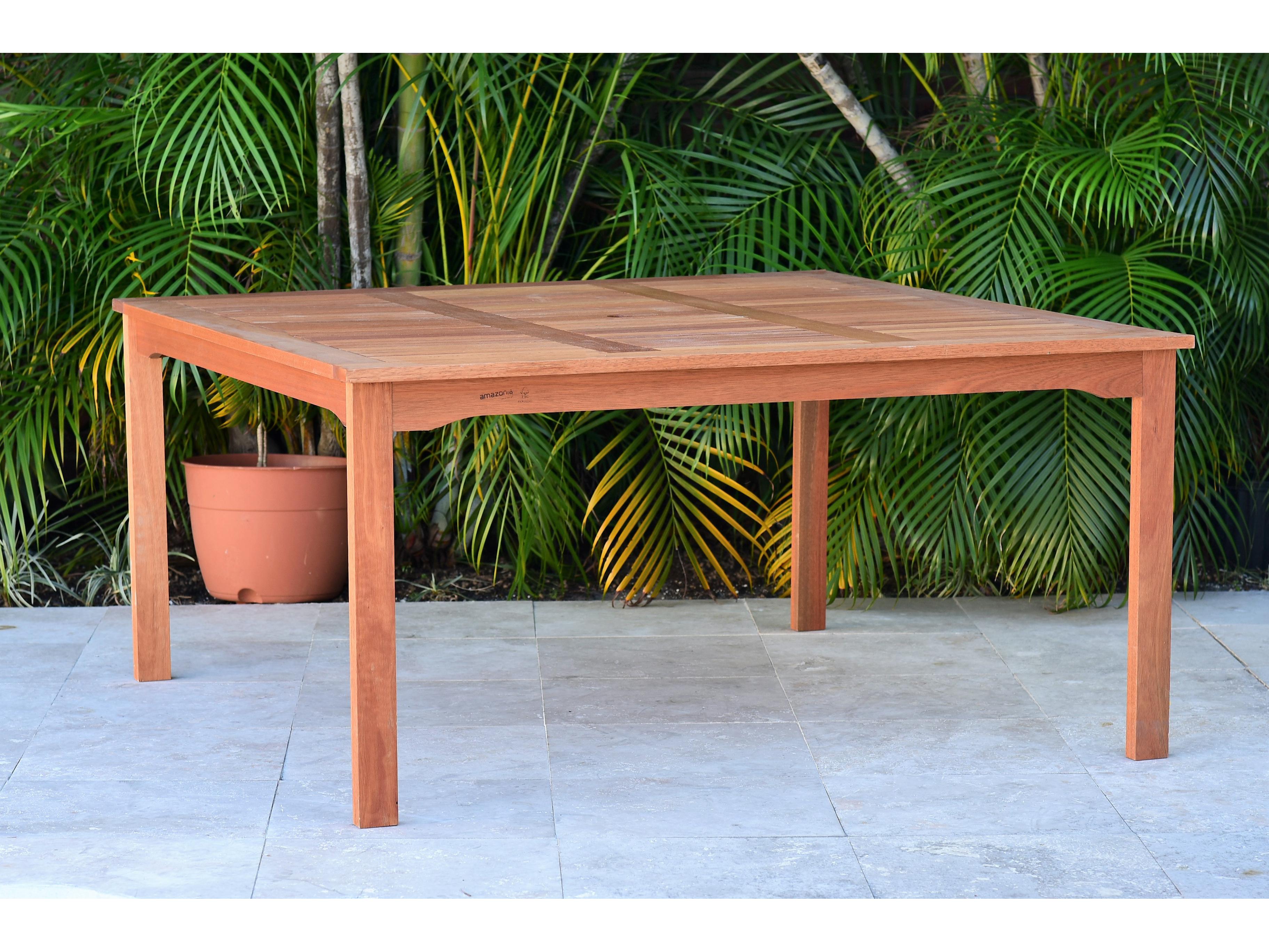 International Home Miami Amazonia Wood Resin Brown 9 Piece Square Patio Dining Set