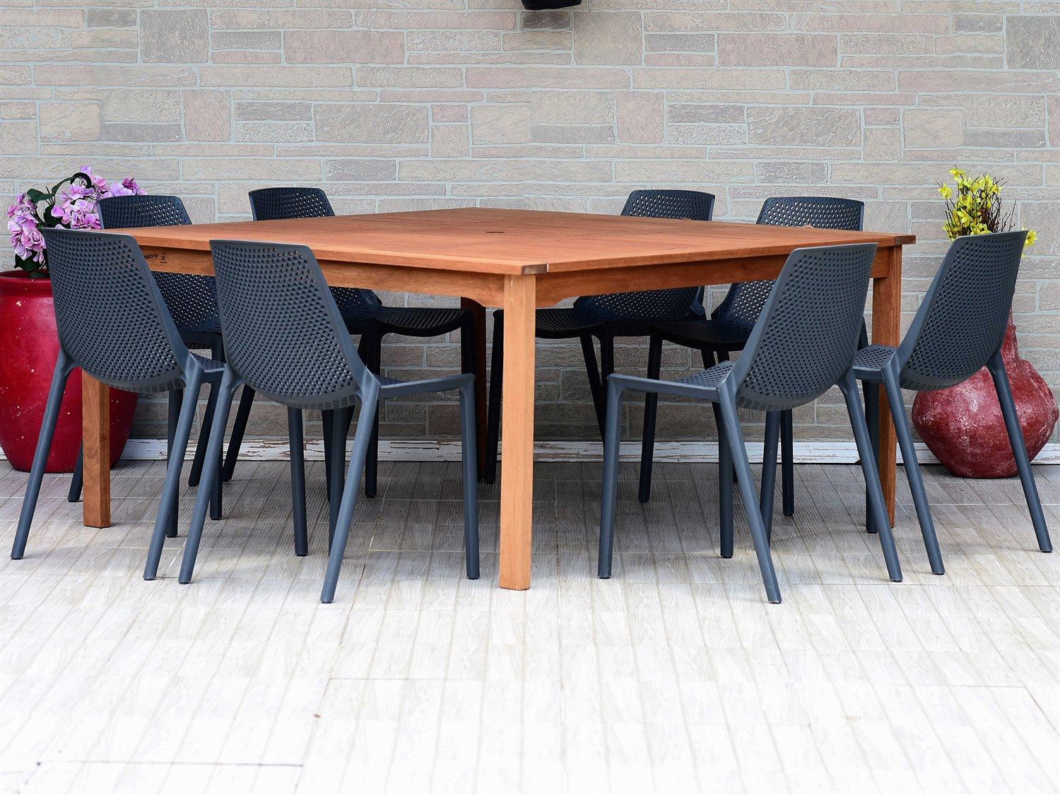 International Home Miami Amazonia Madrid 9 Piece Square Wood Outdoor Dining Set