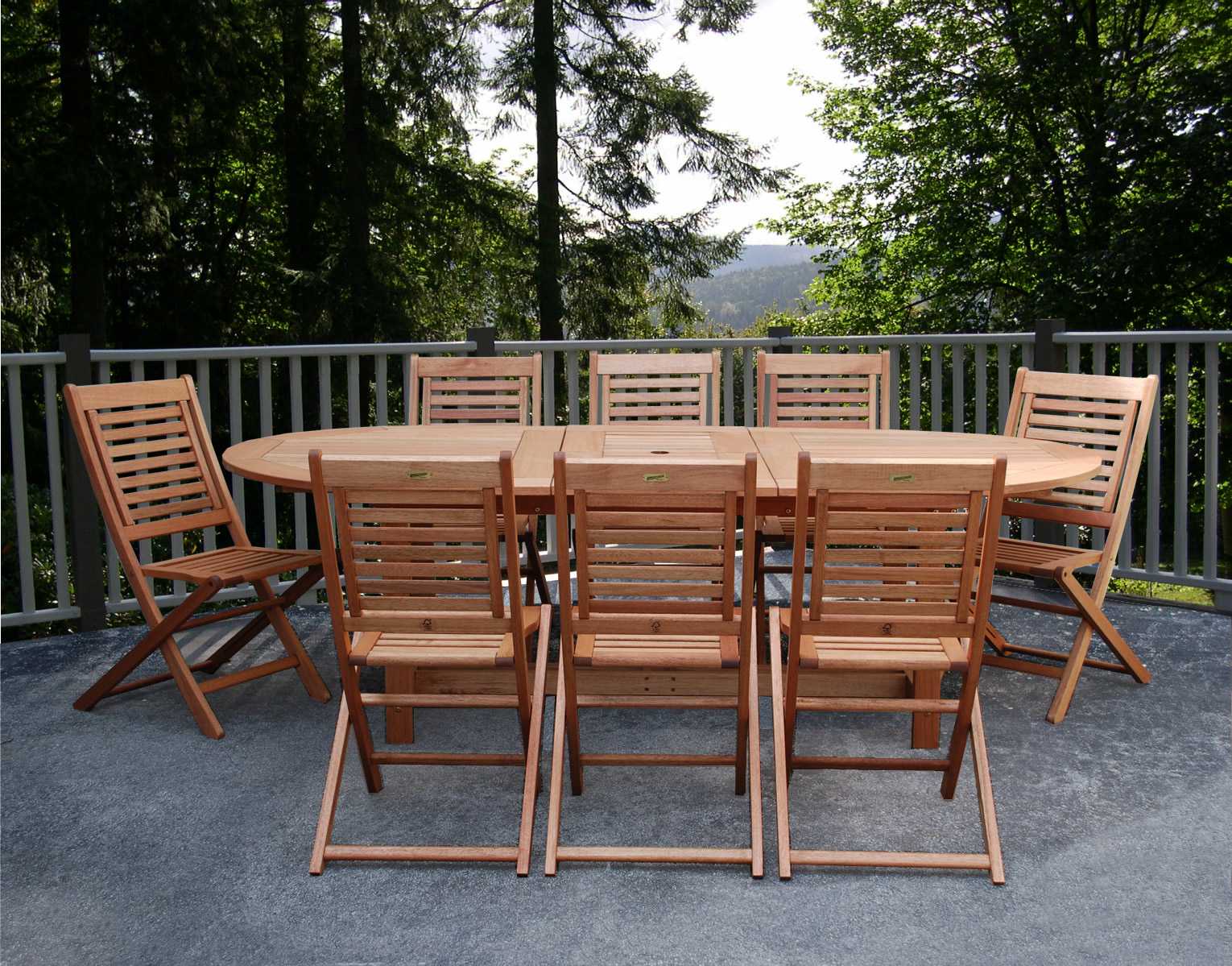International Home Miami Amazonia Eucalyptus Grand Oval Extendable Milano Outdoor Dining Set