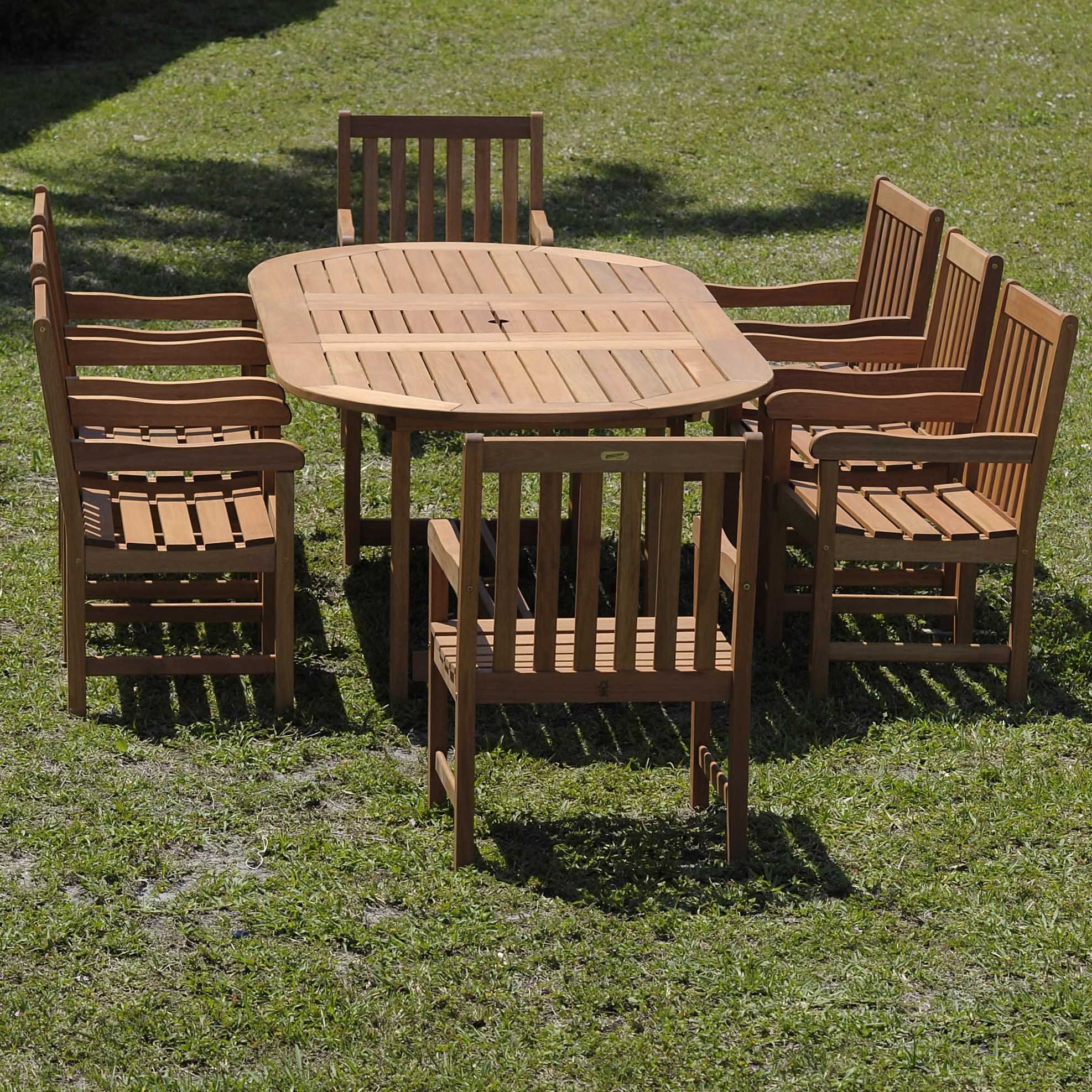 International Home Miami Amazonia Eucalyptus Grand Oval Extendable Deluxe Milano Outdoor Patio Dining Set