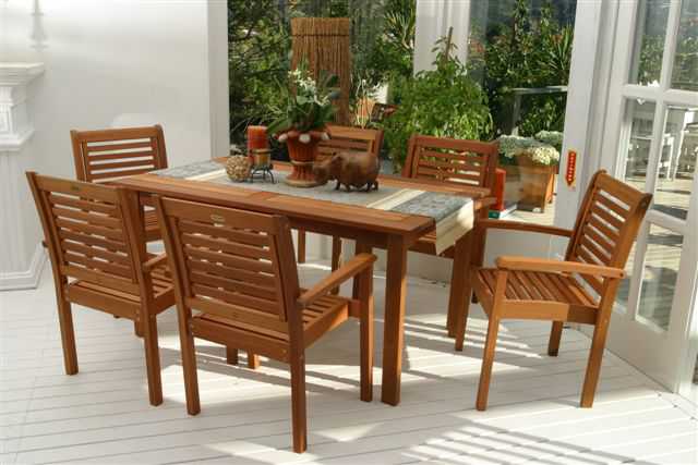 International Home Miami Amazonia Eucalyptus Rectangular Seven Piece Milano Outdoor Patio Dining Set