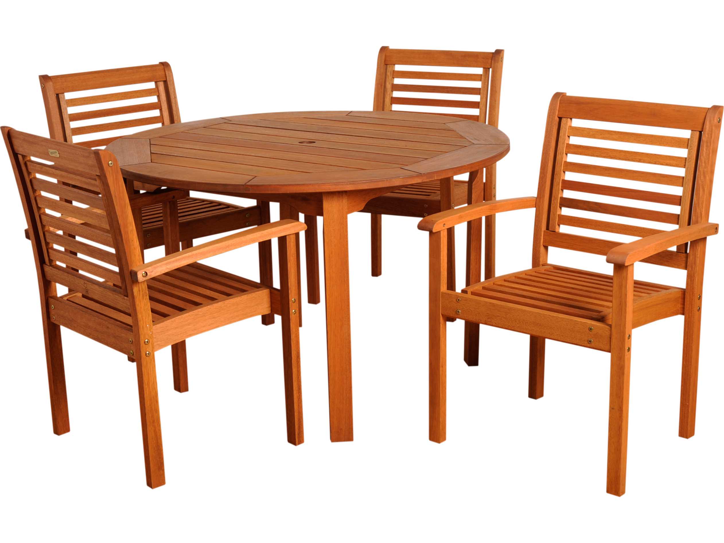 International Home Miami Amazonia Eucalyptus Round Five Piece Milano Outdoor Dining Set