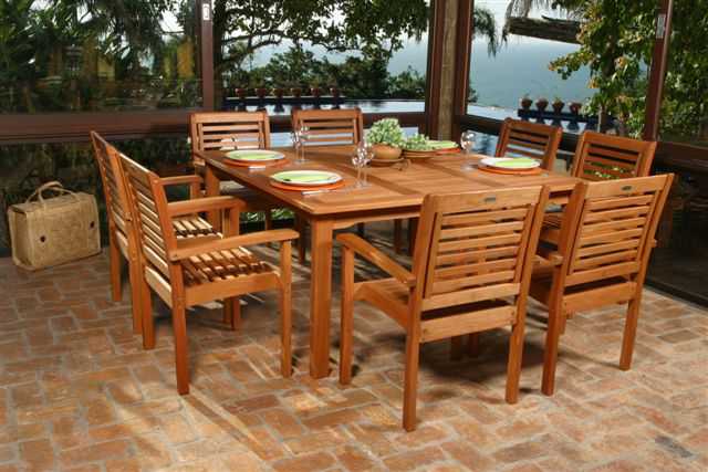 International Home Miami Amazonia Eucalyptus Square Nine Piece Milano Patio Dining Set