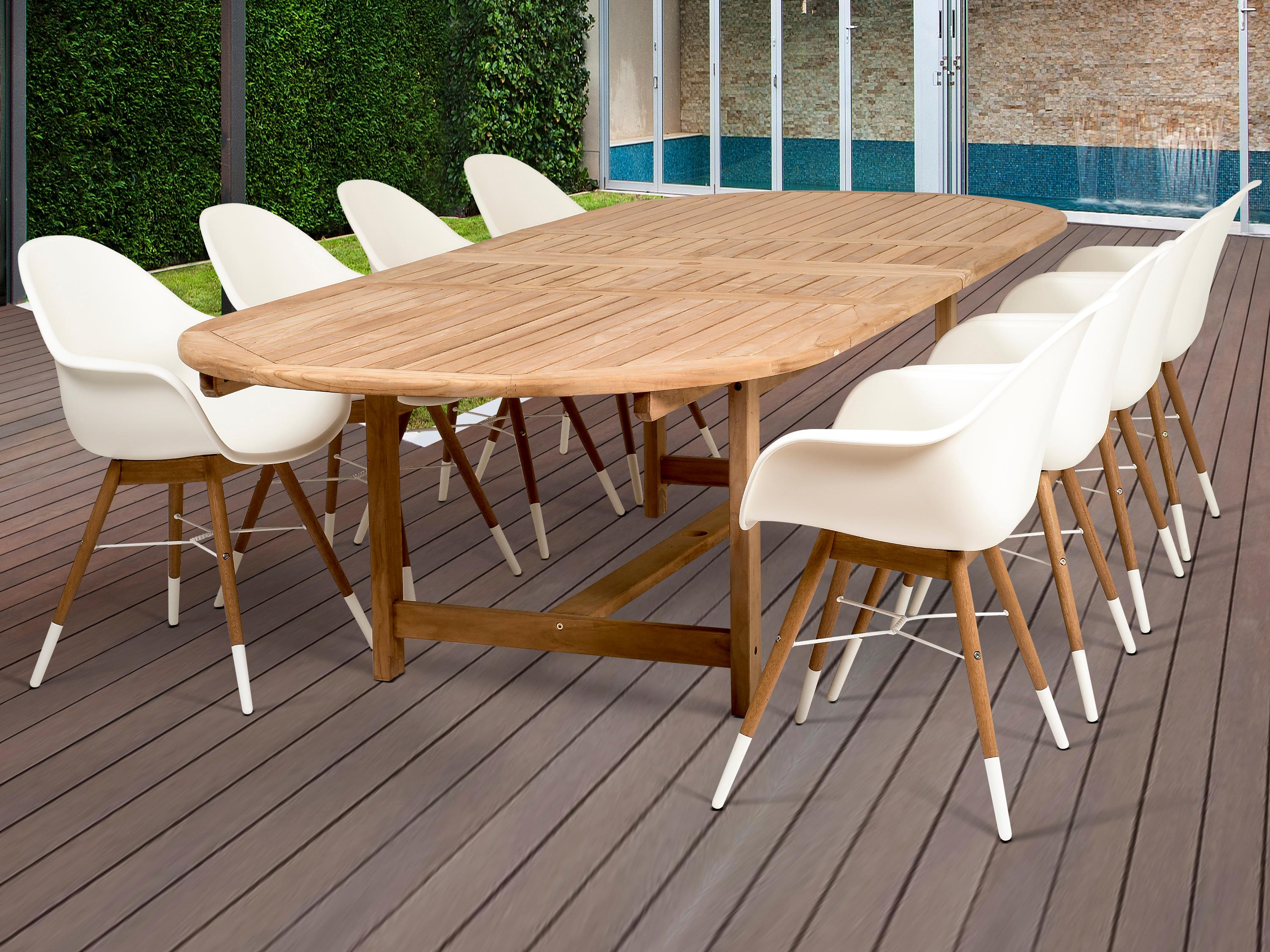 International Home Miami Amazonia Charlotte 9 Piece Teak Double Extendable Rectangular Patio Dining Set