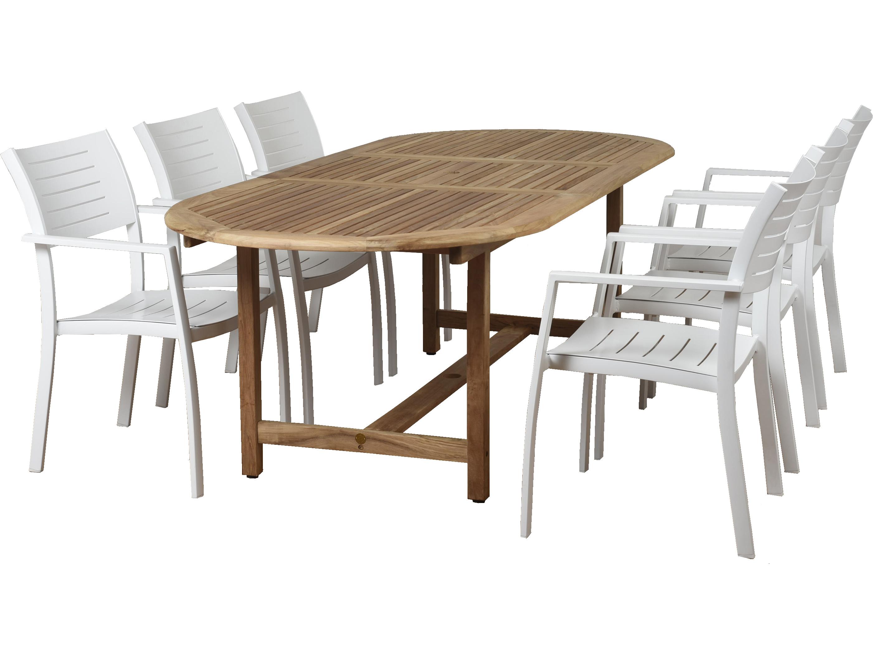 International Home Miami Amazonia Noordam 7 Piece Teak Oval Patio Dining Set