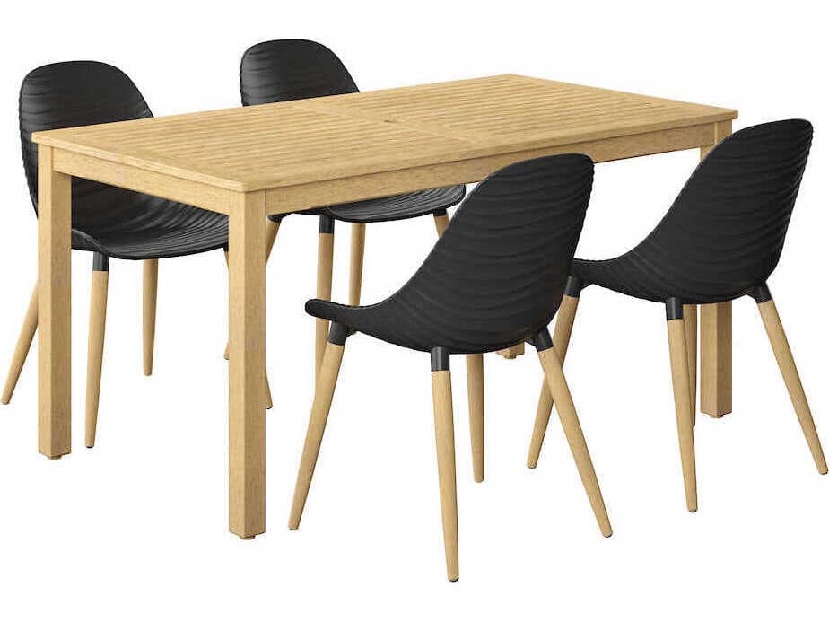 International Home Miami Amazonia Teak Outdoor Patio Dining Set