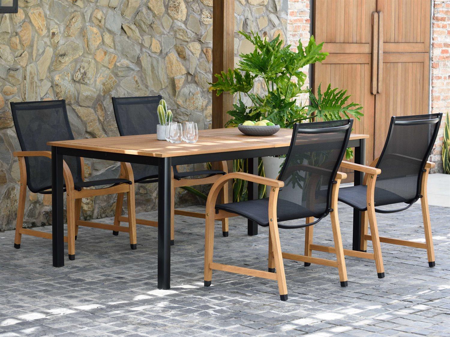 International Home Miami Amazonia Maria 4 Piece Extendable Rectangular Wood Outdoor Dining Set