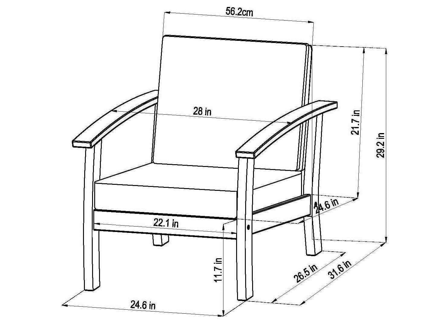 International Home Miami Amazonia Burano 4 Piece Wood Cushion Conversation Set