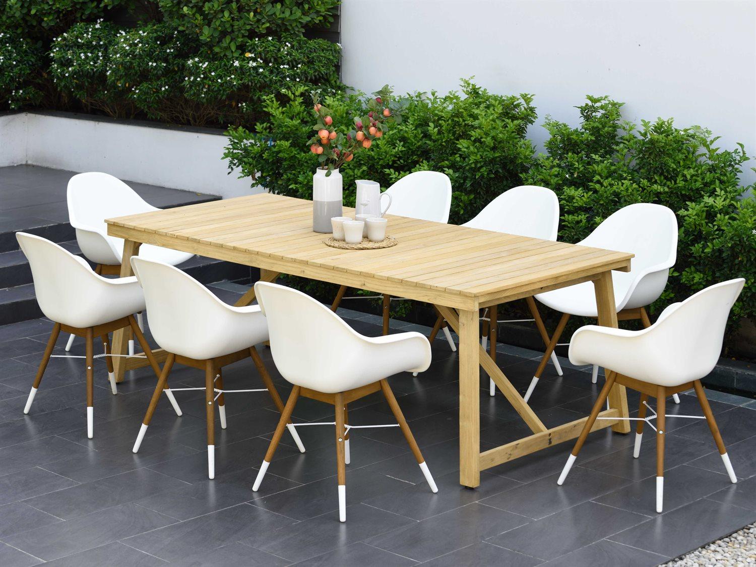 International Home Miami Amazonia Klaire 9 Piece Rectangular Wood Patio Dining Set