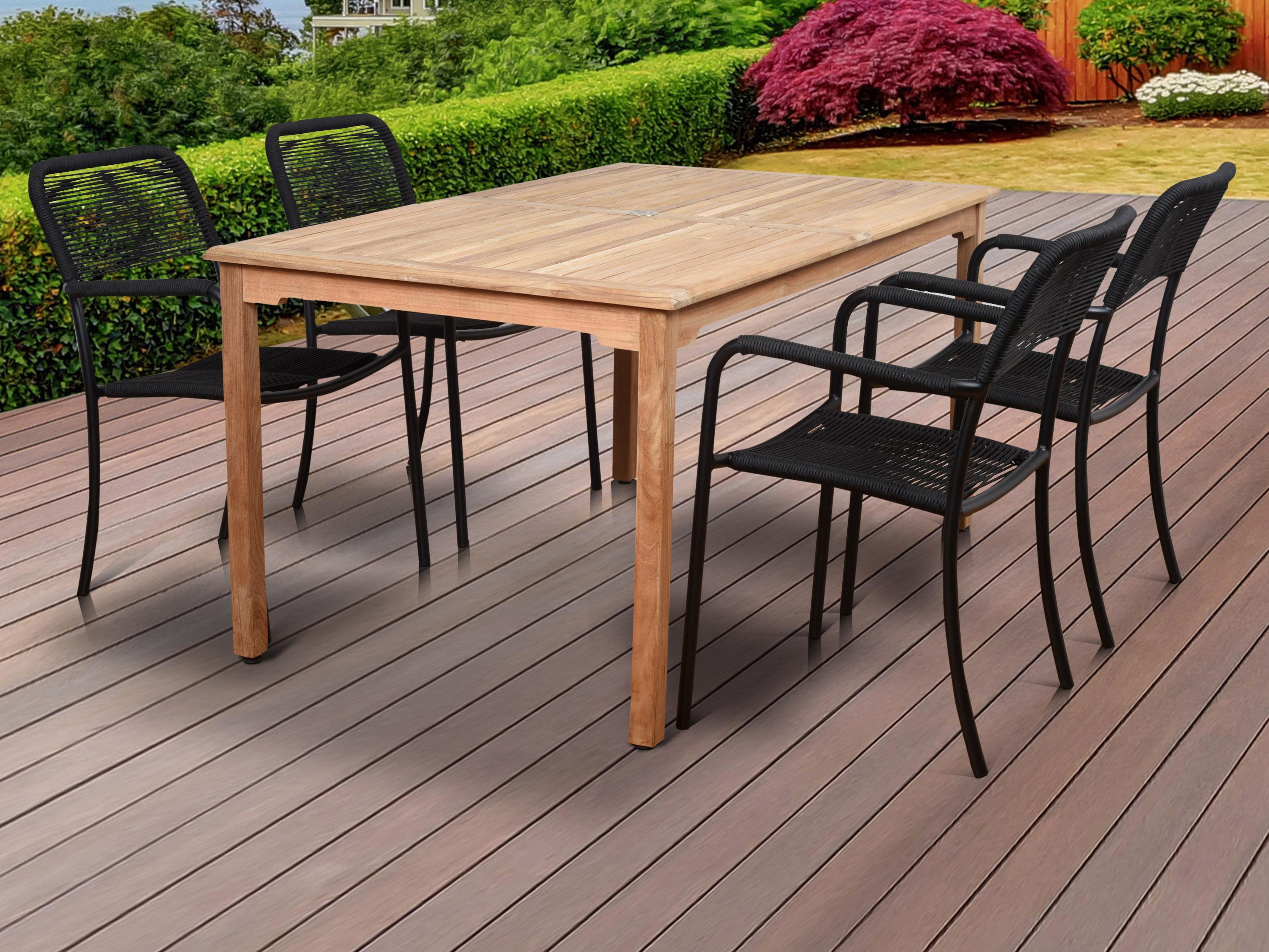 International Home Miami Amazonia Oosterdam 5 Piece Teak Rectangular Patio Dining Set