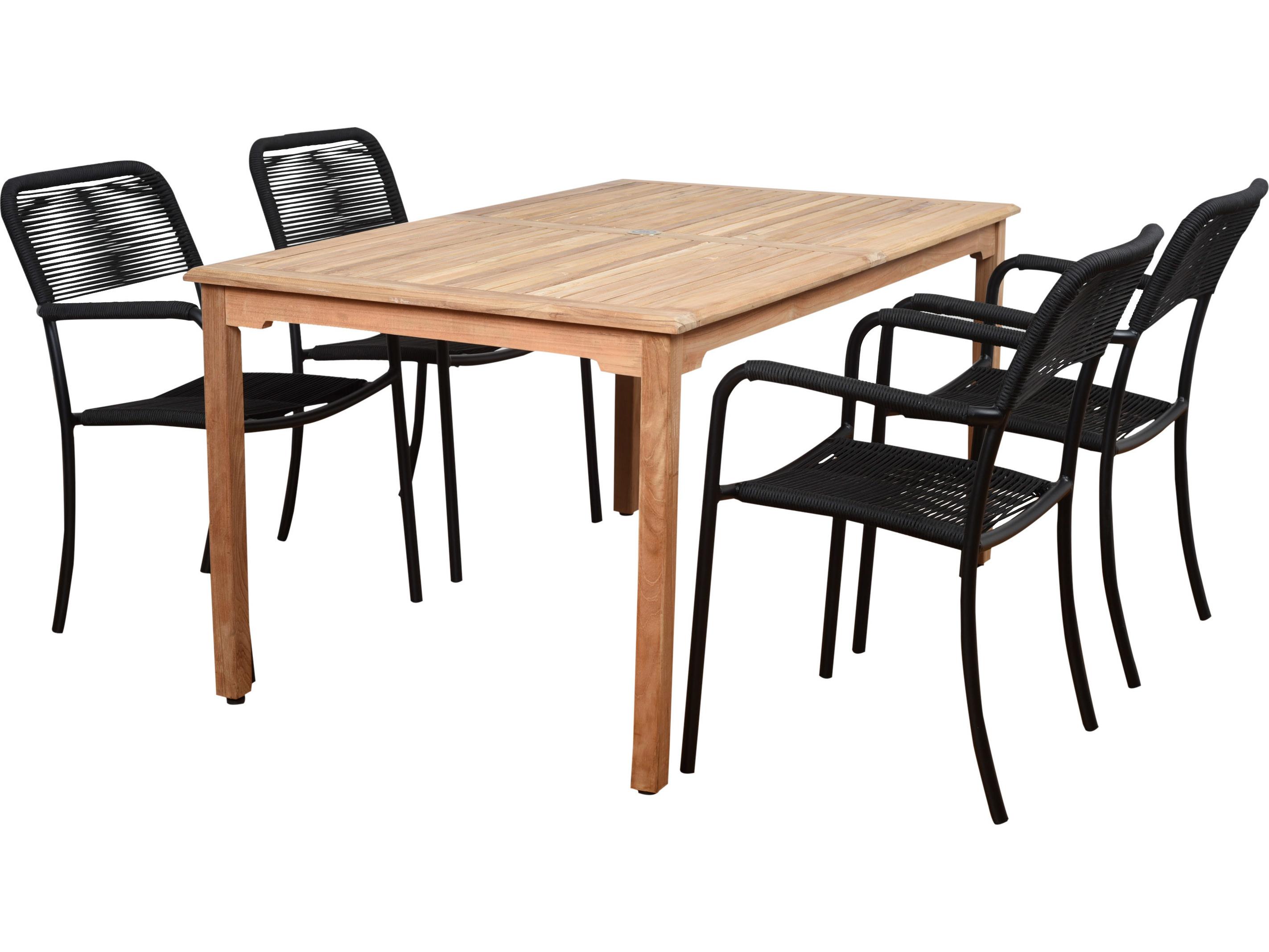 International Home Miami Amazonia Oosterdam 5 Piece Teak Rectangular Patio Dining Set