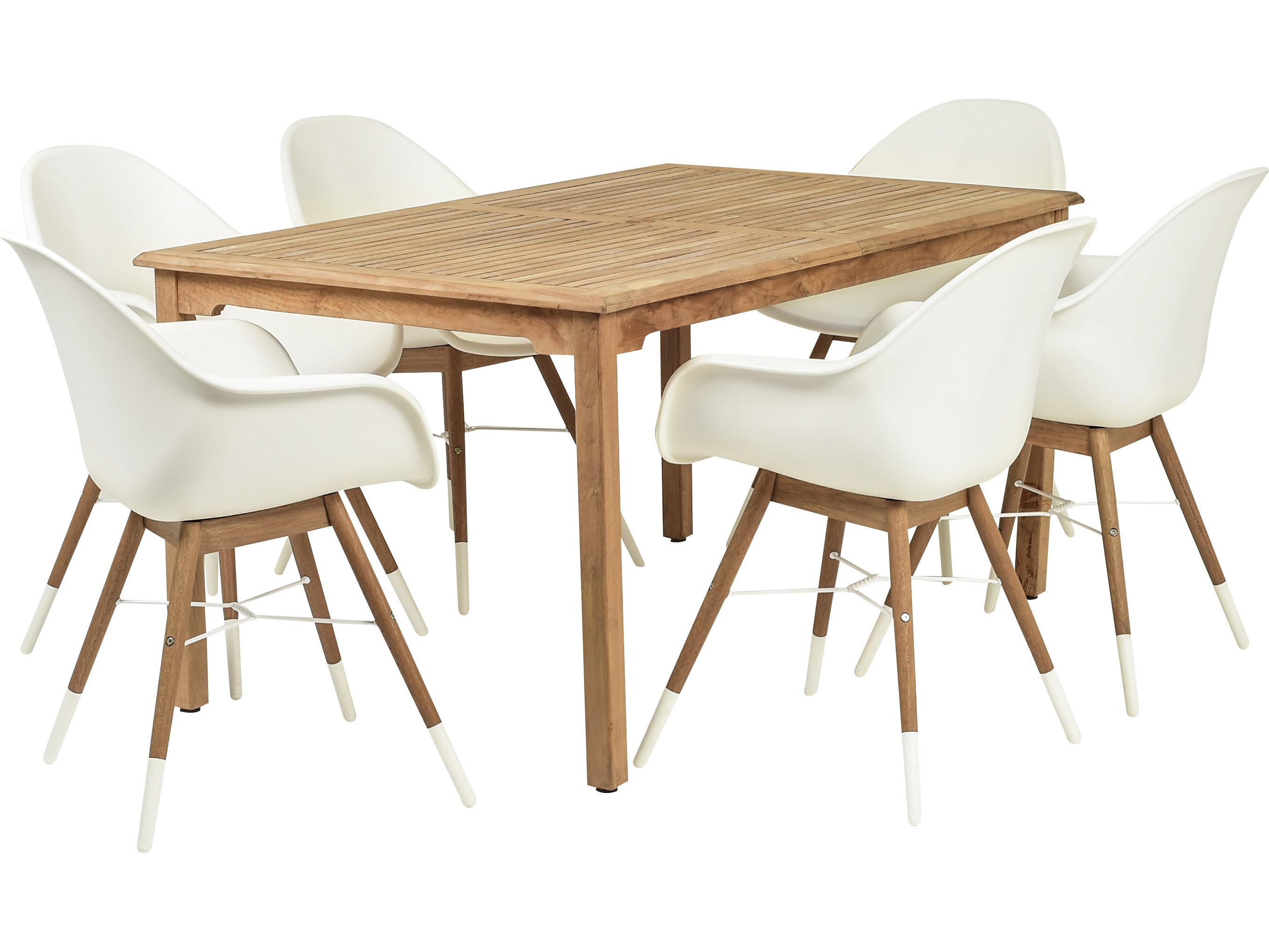 International Home Miami Amazonia Charlotte 7 Piece Teak Rectangular Outdoor Dining Set