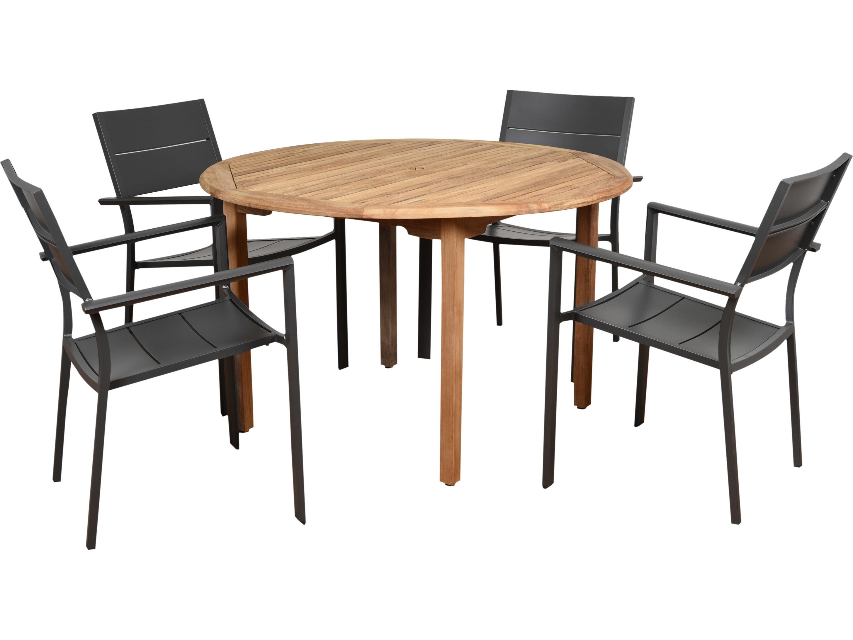 International Home Miami Amazonia Koningsdam 5 Piece Teak Round Patio Dining Set