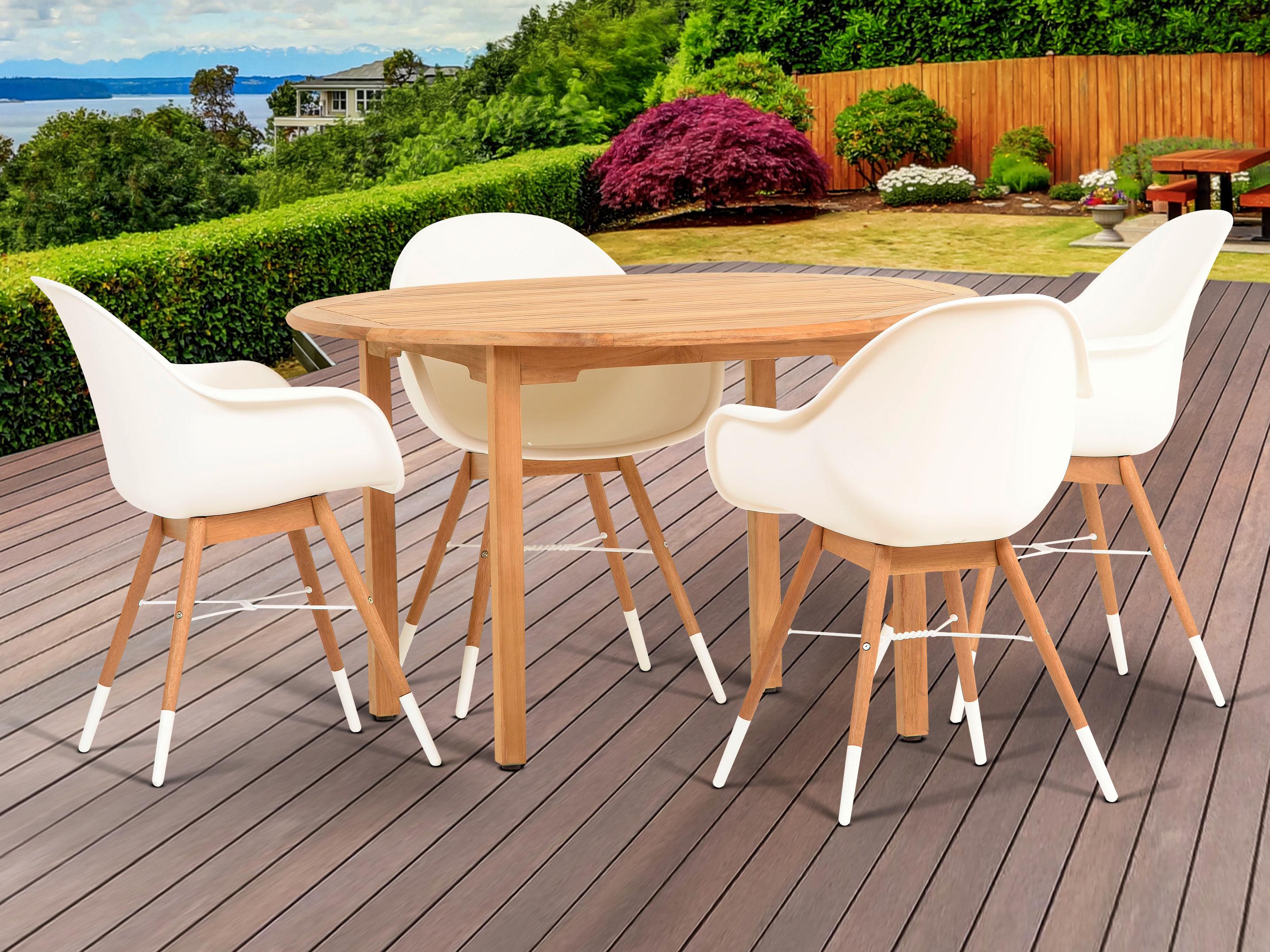 International Home Miami Amazonia Charlotte 5 Piece Teak Round Outdoor Dining Set
