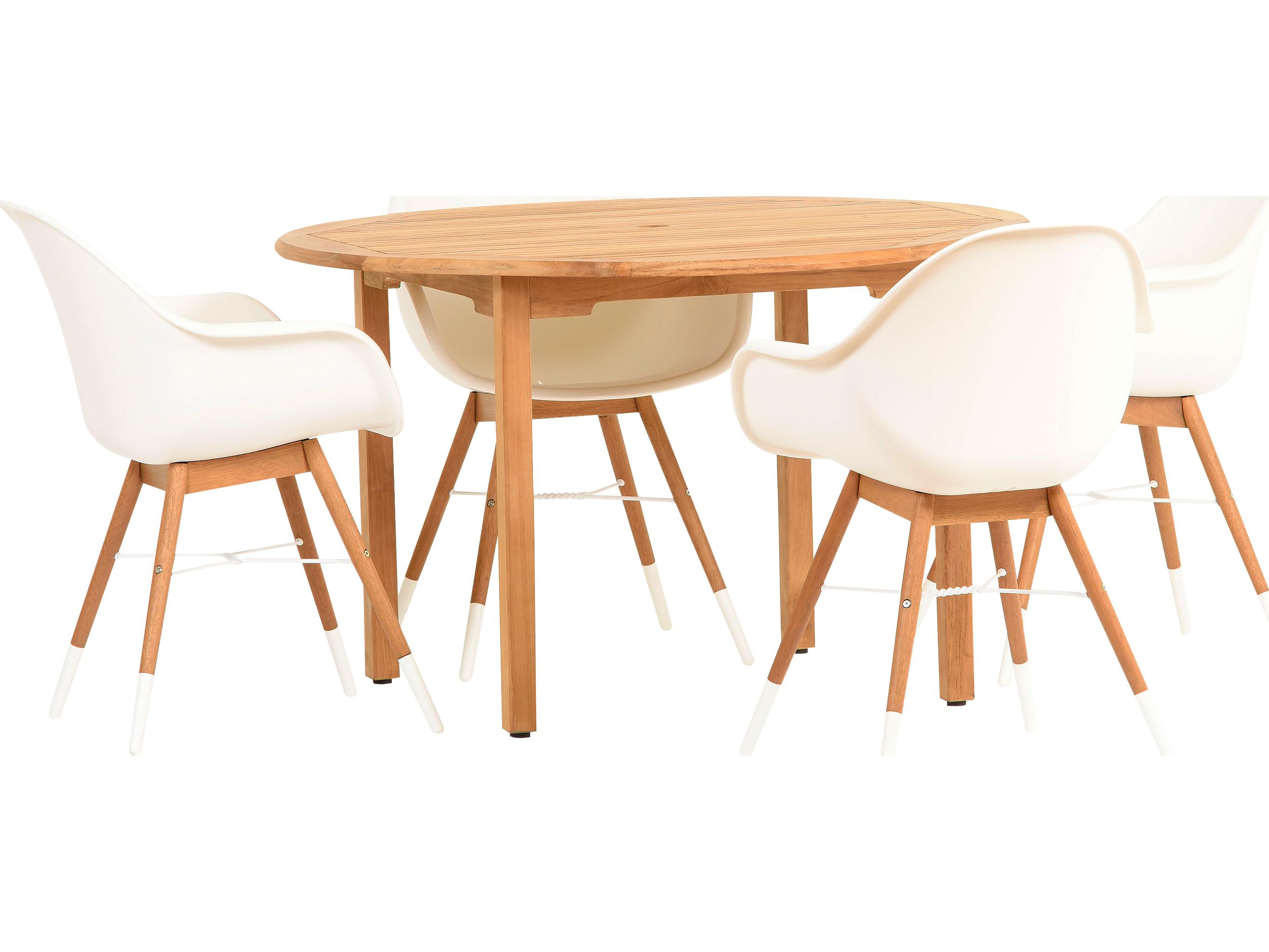 International Home Miami Amazonia Charlotte 5 Piece Teak Round Outdoor Dining Set