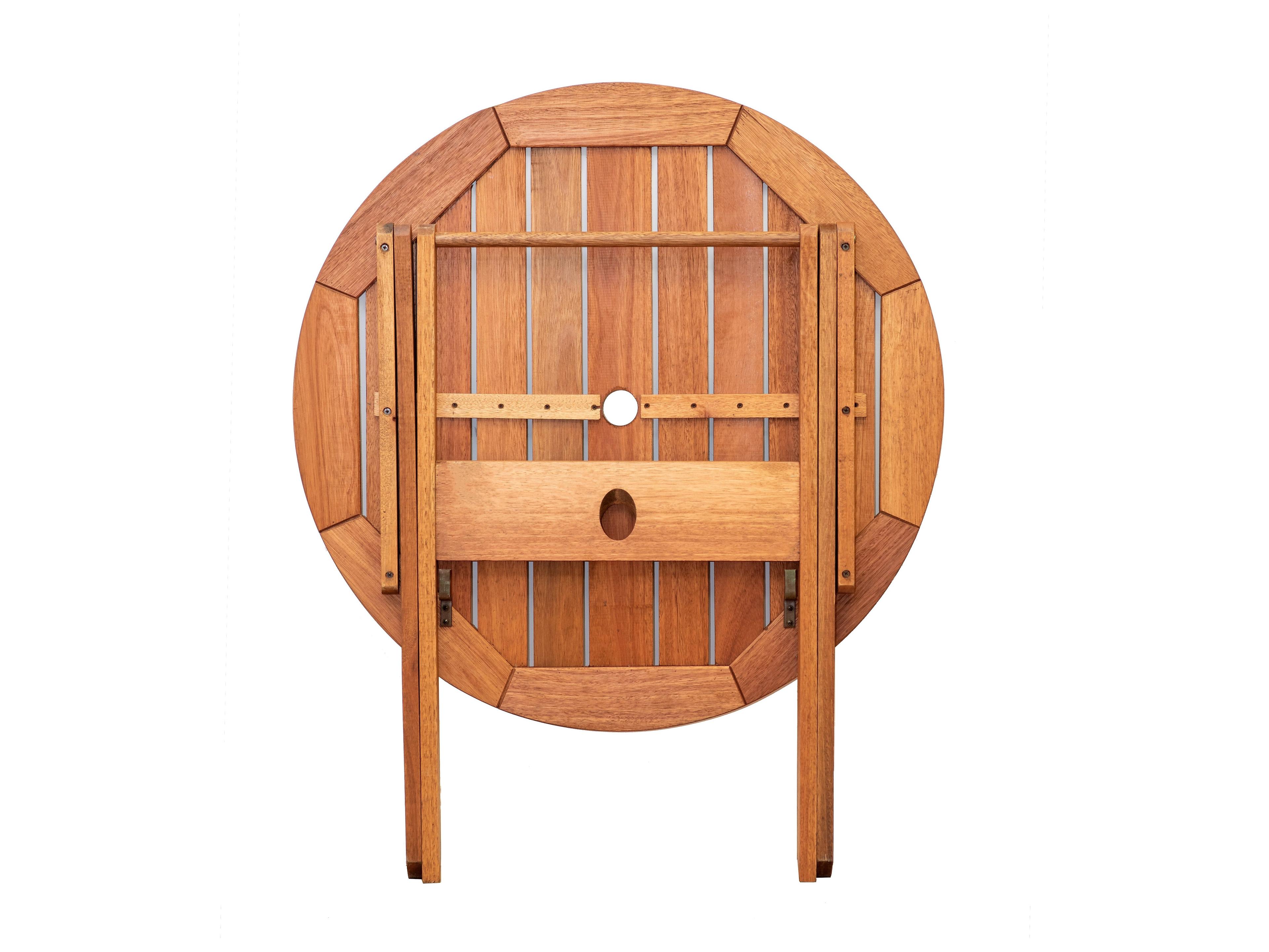 International Home Miami Amazonia Ricard Eucalyptus 3 Piece Outdoor Round Dining Set with White Aluminum Chairs