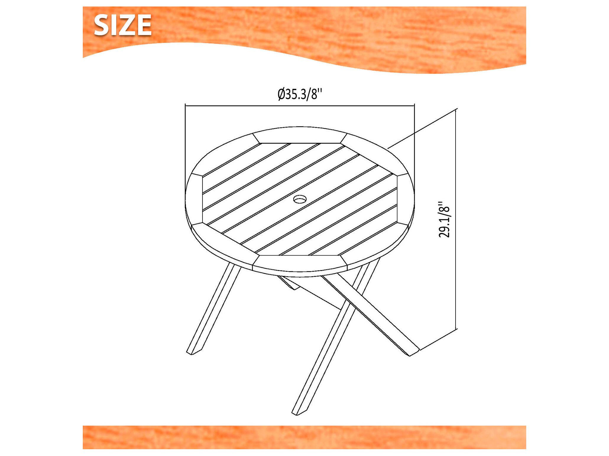 International Home Miami Amazonia Ricard Eucalyptus 3 Piece Outdoor Round Dining Set with White Aluminum Chairs