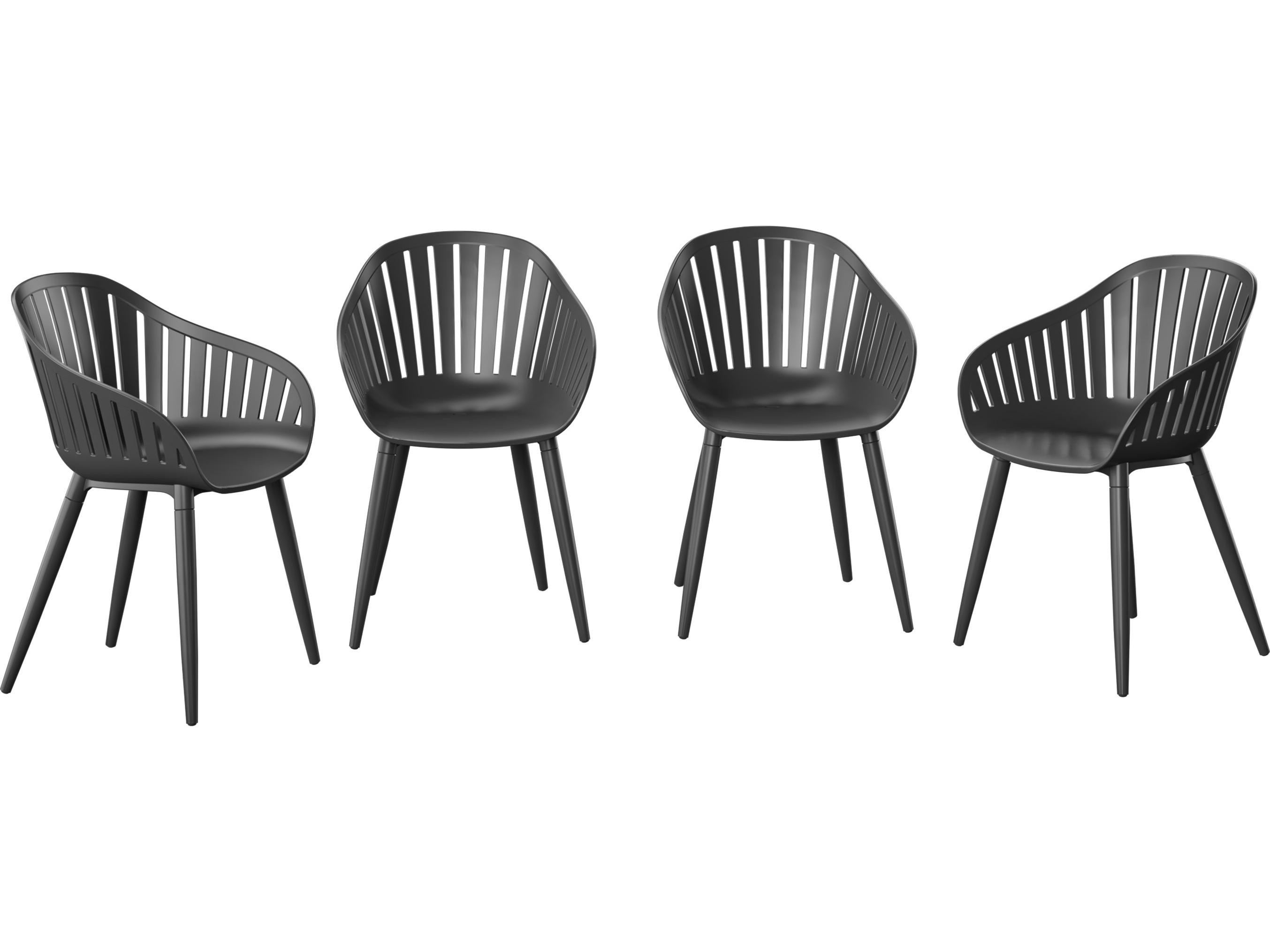 International Home Miami Amazonia Francorchamps Eucalyptus 7 Piece Outdoor Oval Extendable Dining Set with Black Aluminum Chairs