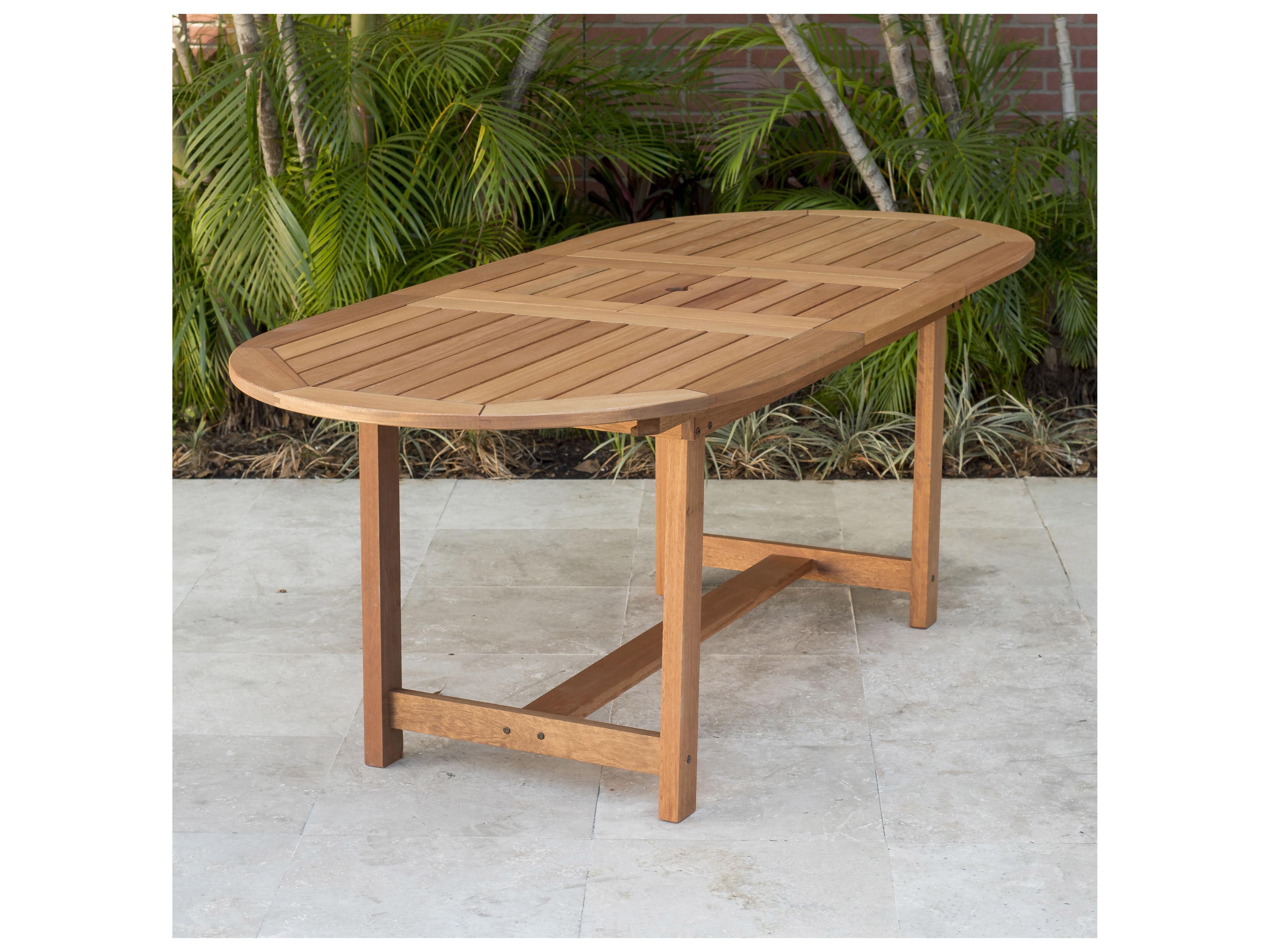 International Home Miami Amazonia Francorchamps Eucalyptus 7 Piece Outdoor Oval Extendable Dining Set with Black Chairs