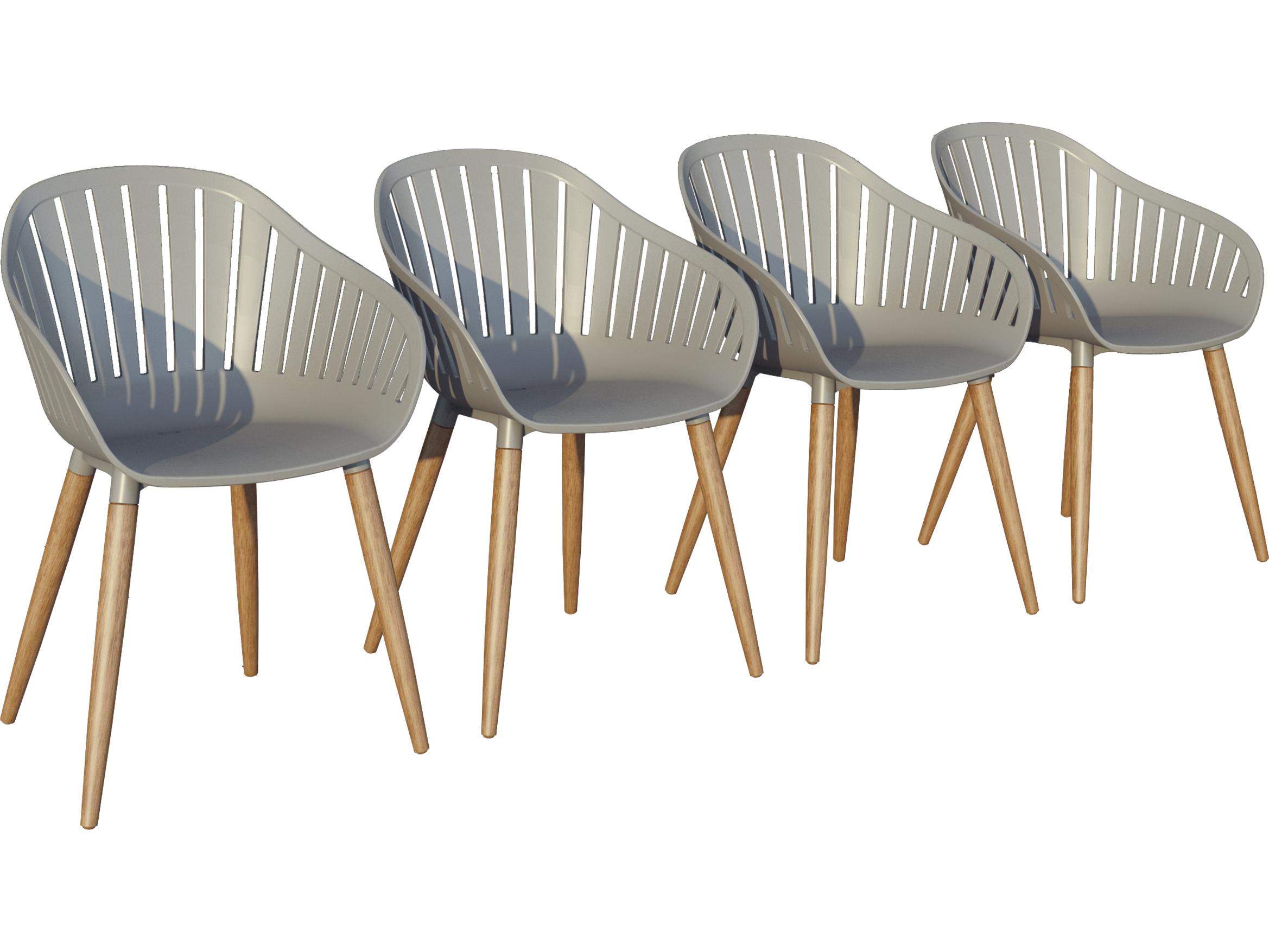 International Home Miami Amazonia Francorchamps Eucalyptus 7 Piece Outdoor Oval Extendable Dining Set with Grey Chairs