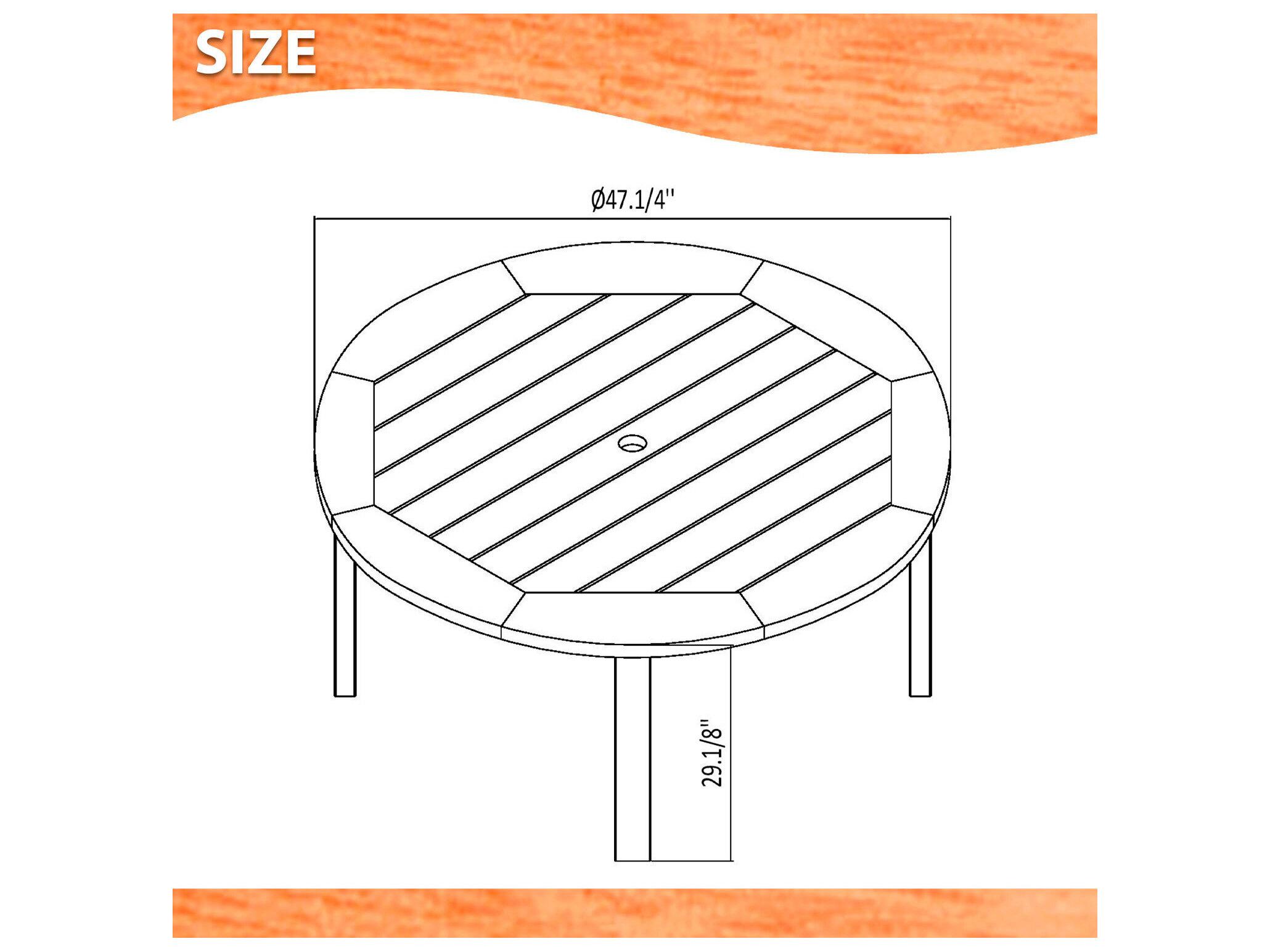 International Home Miami Amazonia Monza Eucalyptus 5 Piece Outdoor Round dining set with Grey aluminum legs chairs