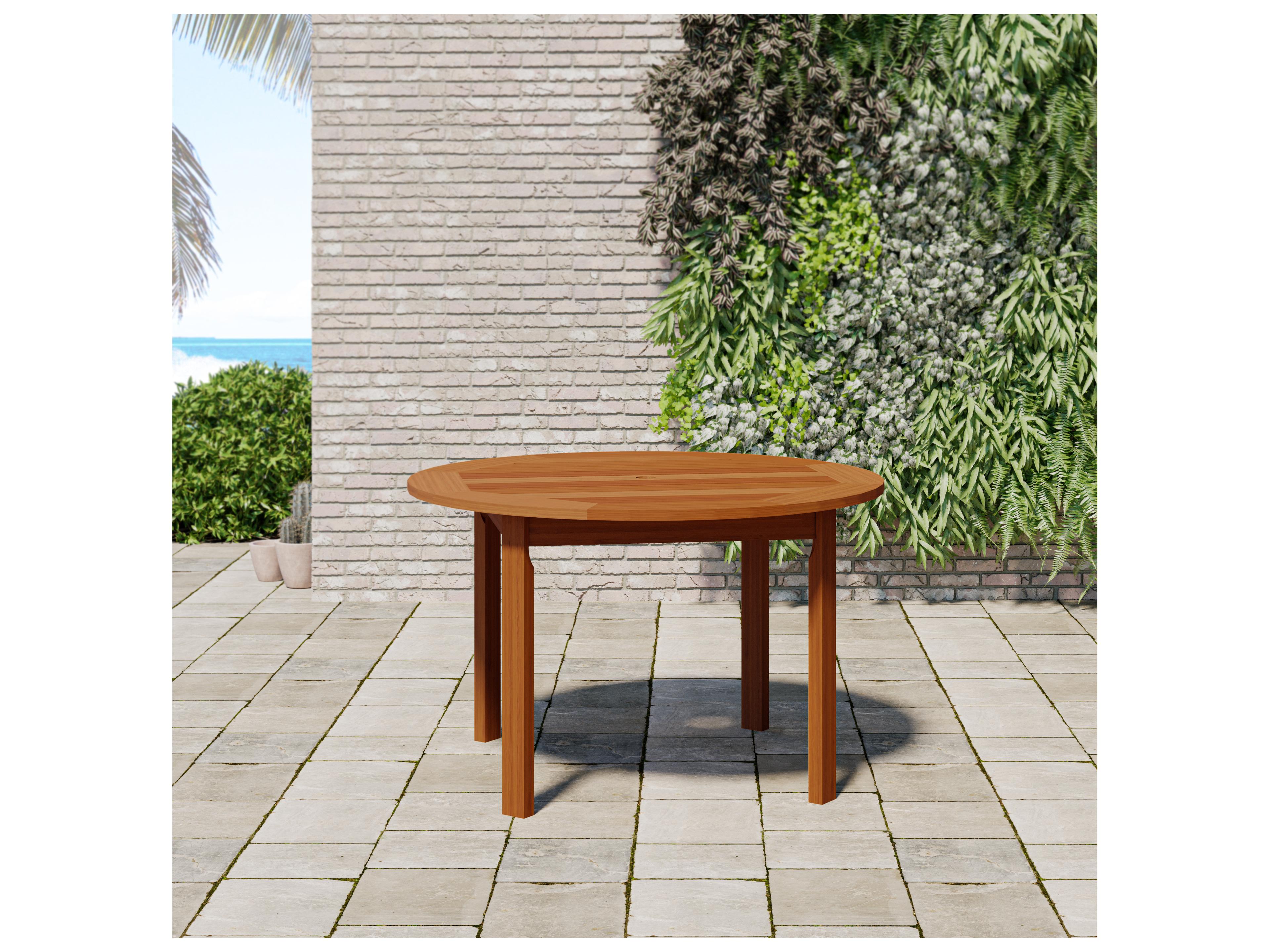 International Home Miami Amazonia Monza Eucalyptus 5 Piece Outdoor Round dining set with Black chairs