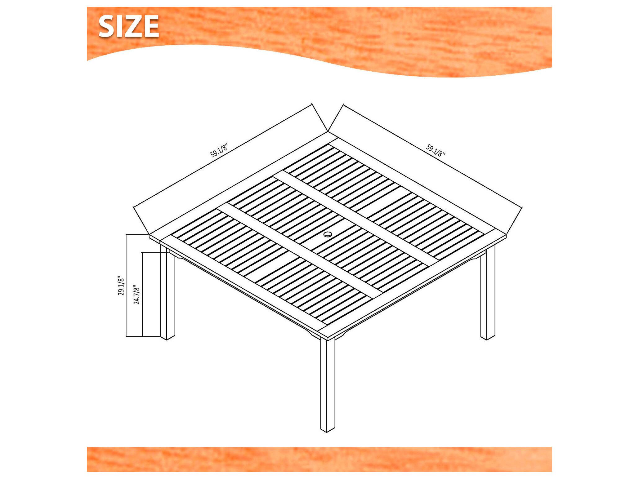 International Home Miami Amazonia Sochi Eucalyptus 9 Piece Outdoor Square Dining Set with Grey Plastic Chairs