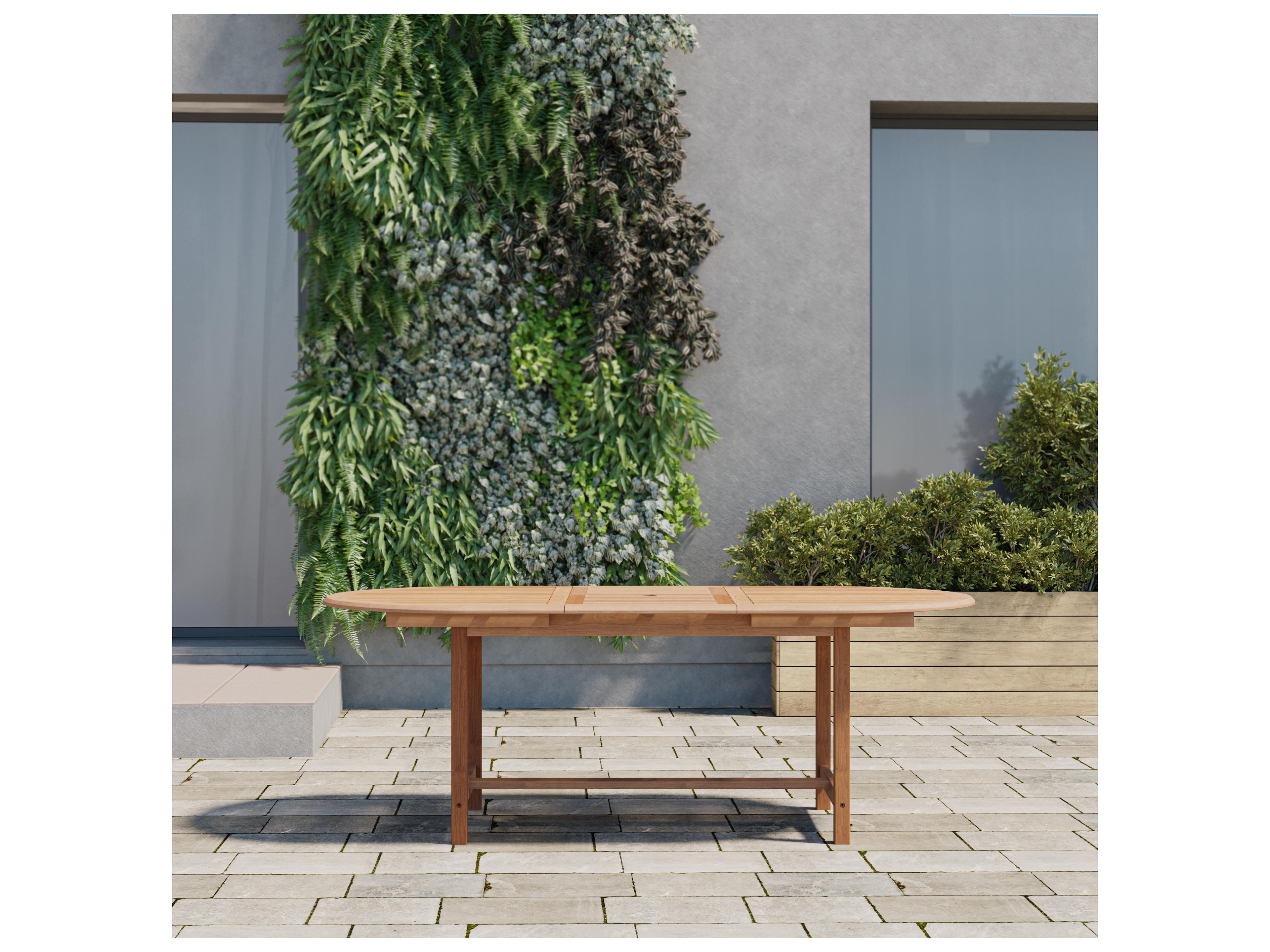 International Home Miami Amazonia Lauda Teak 7 Piece Outdoor Oval Extendable dining set with Grey chairs