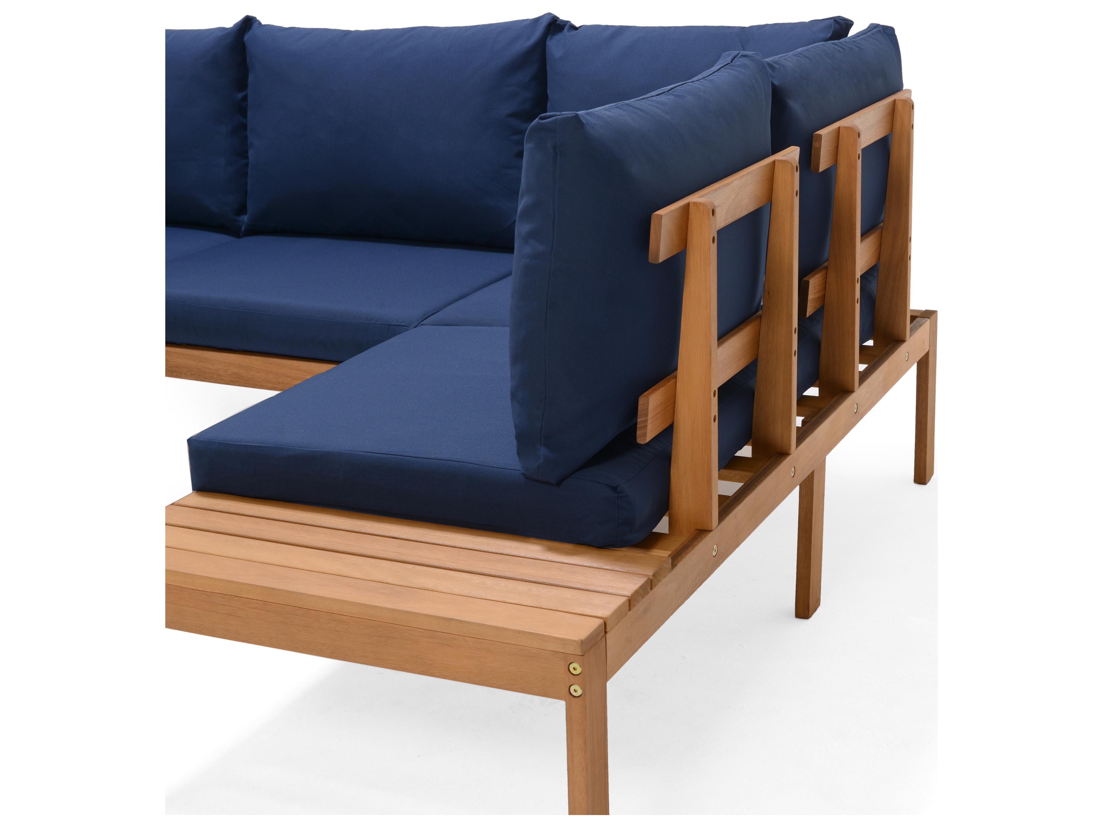 International Home Miami Amazonia Teak Finish Montecarlo 3-Piece Deep Seat Conversation Set With Cushions