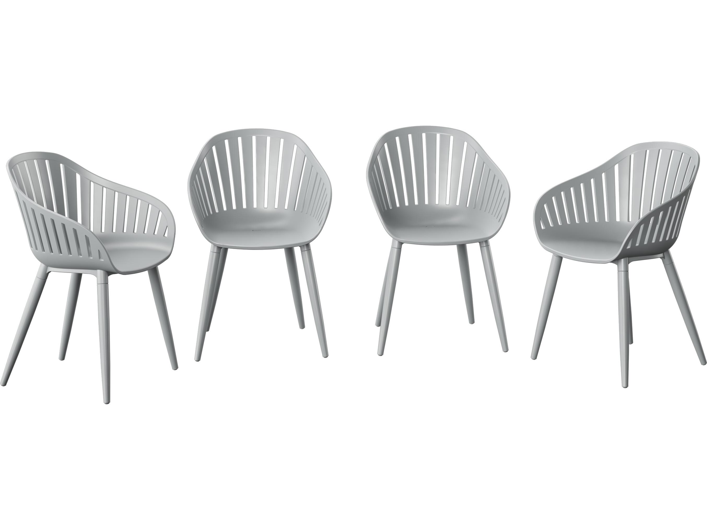 International Home Miami Amazonia Suzuka Teak 5 Piece Outdoor Rectangular dining set with Grey aluminum legs chairs