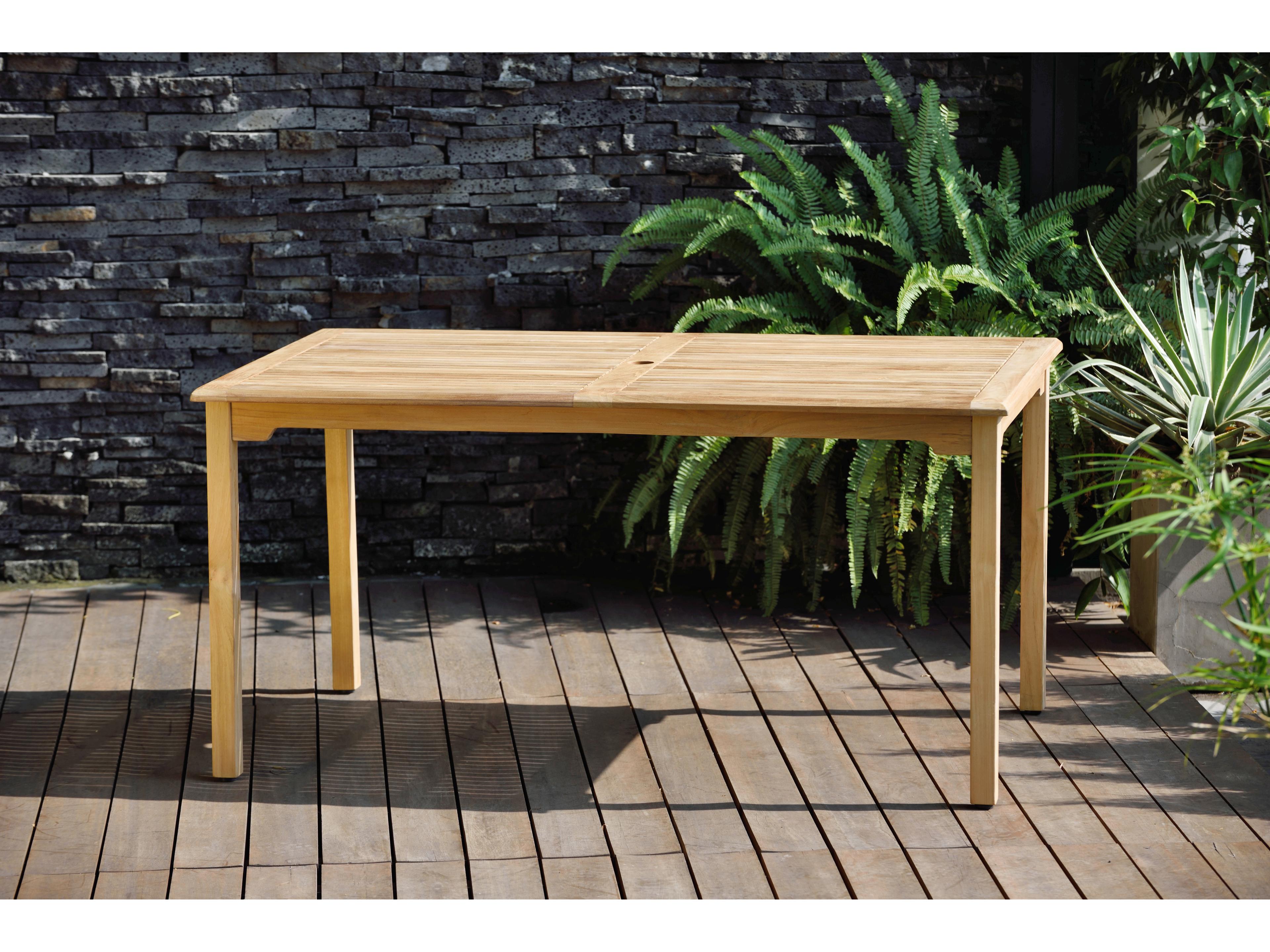 International Home Miami Amazonia Suzuka Teak 7 Piece Outdoor Rectangular dining set with White aluminum legs chairs