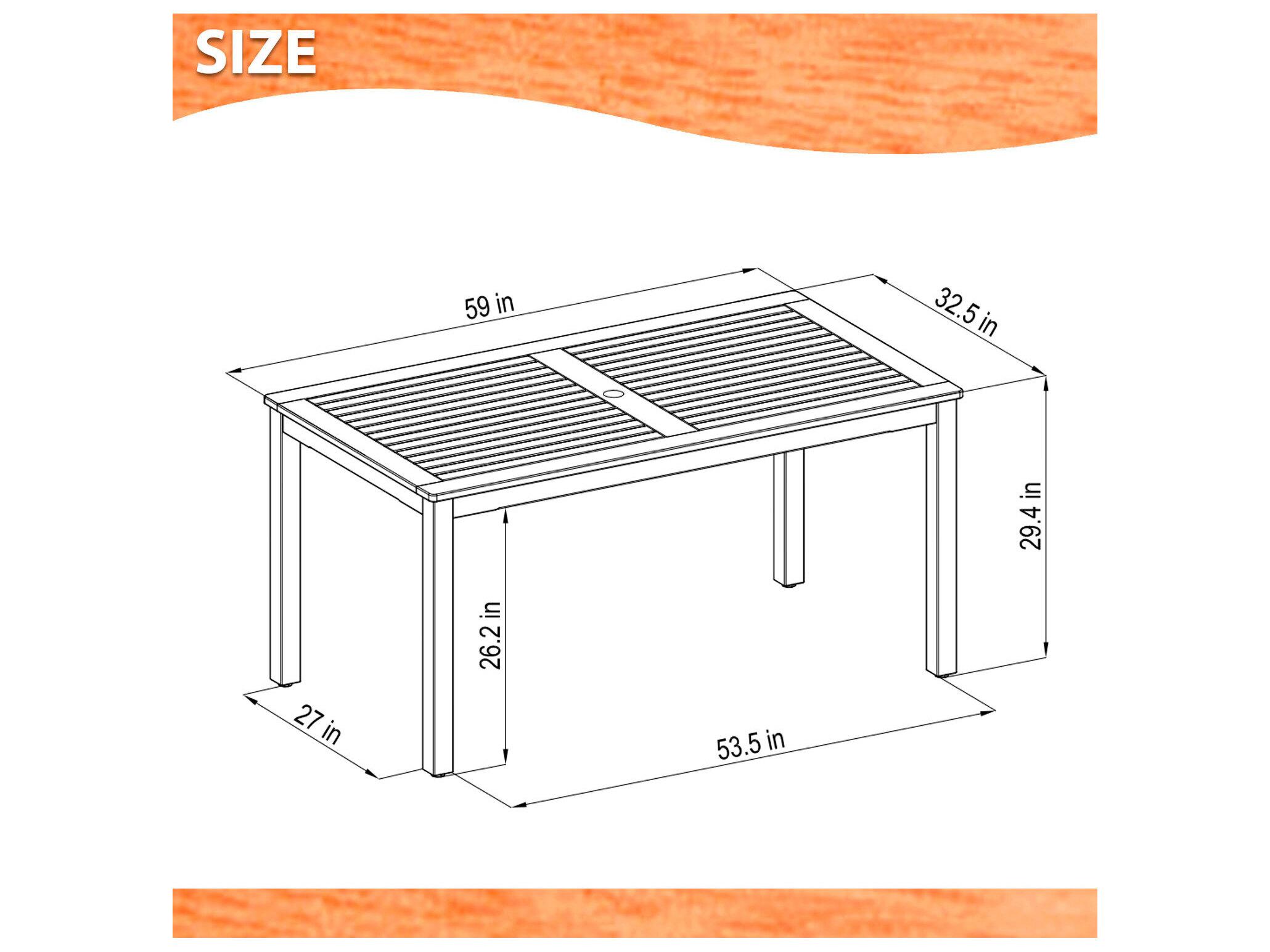 International Home Miami Amazonia Mika Eucalyptus 5 Piece Outdoor Rectangular Dining Set with White Plastic Chairs