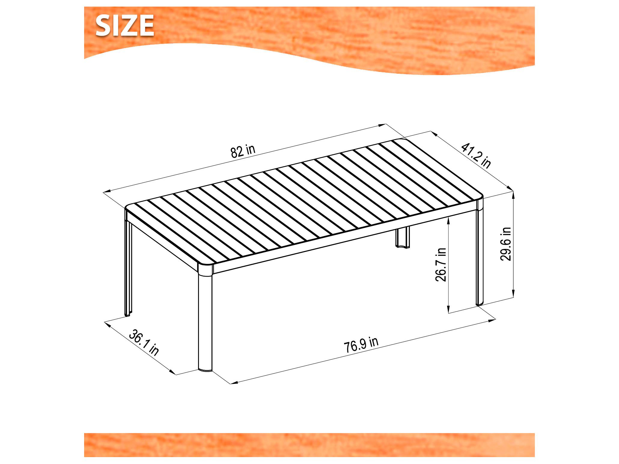 International Home Miami Amazonia Kimmi Wood 7 Piece Outdoor Rectangular Dining Set with 6 Grey Chairs