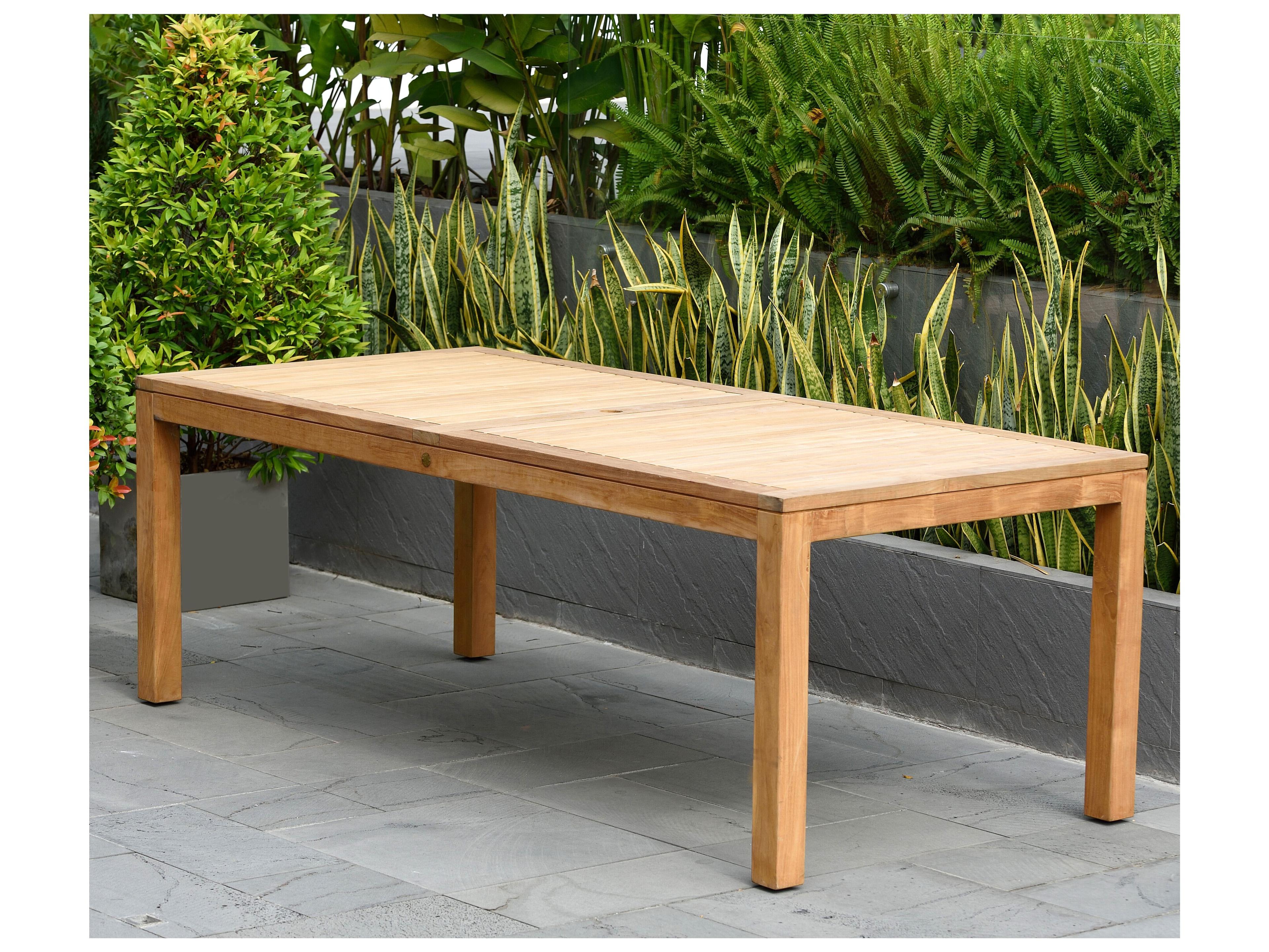 International Home Miami Amazonia Mexico Teak 9 Piece Outdoor Rectangular dining set with White aluminum legs chairs