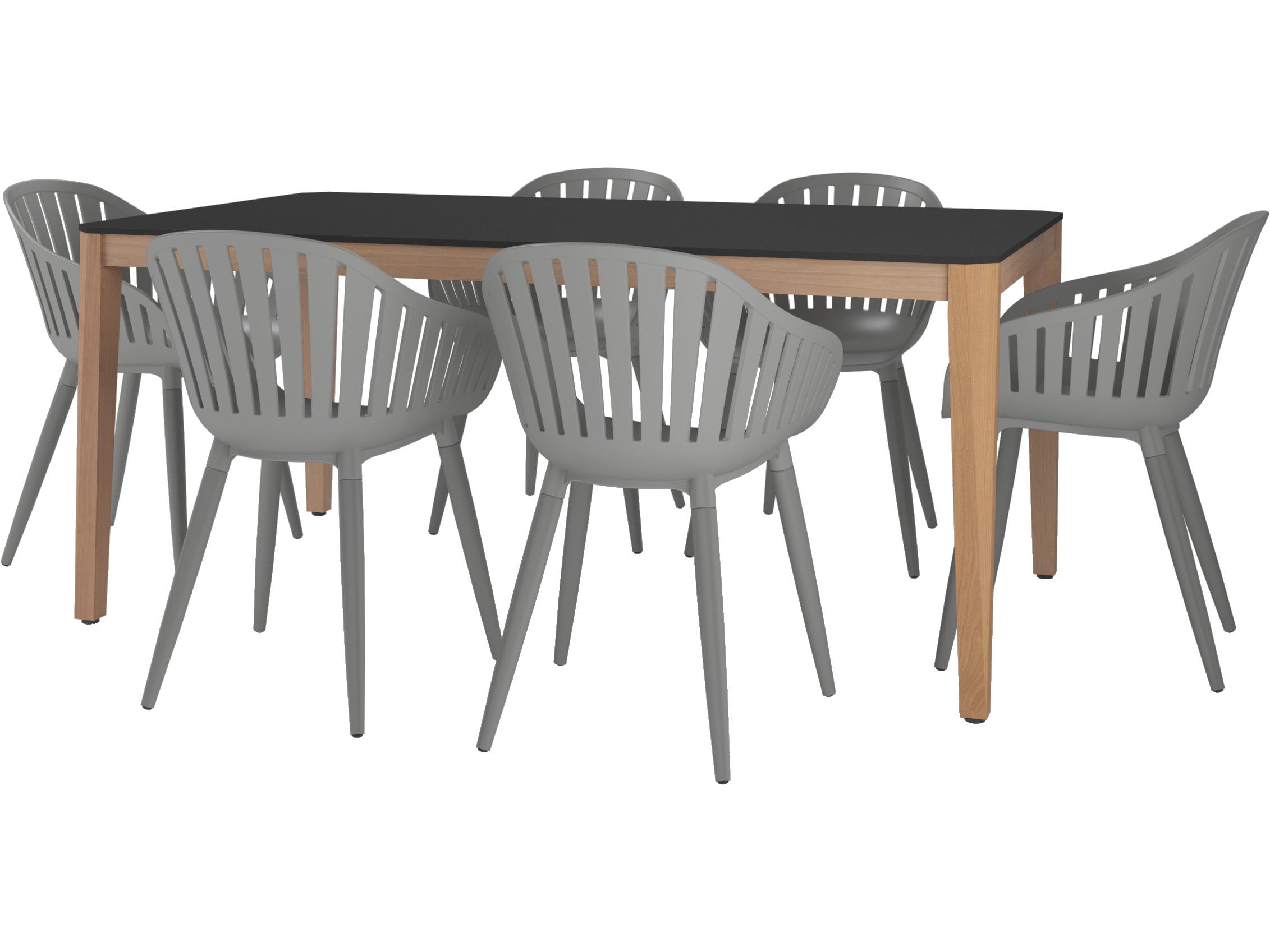 International Home Miami Amazonia Catalunya 170 inch Black 5 Person Outdoor Rectangular dining Set