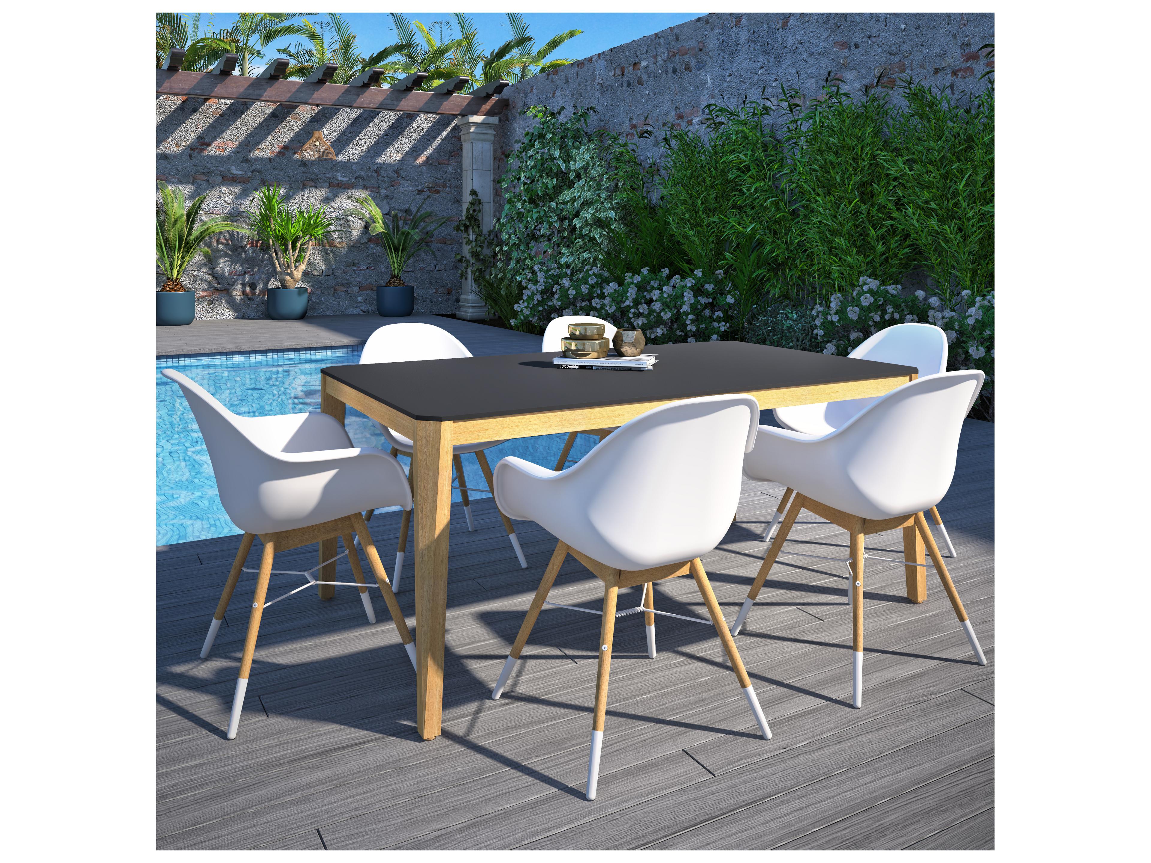 International Home Miami Amazonia Bahrain 170 inch Black 7 Person Outdoor Rectangular dining Set