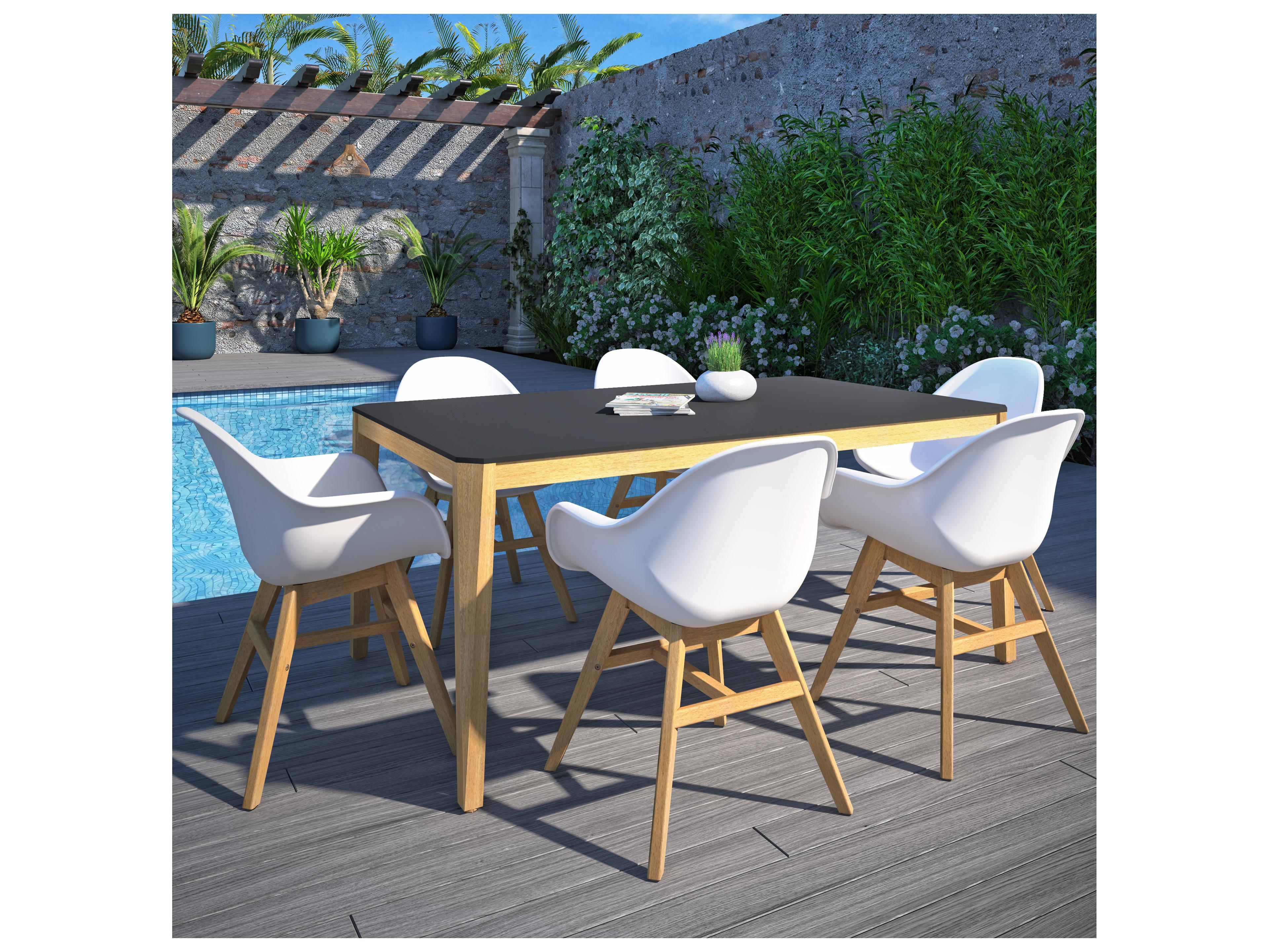 International Home Miami Amazonia Jeddah 170 inch Black 7 Person Outdoor Rectangular dining Set