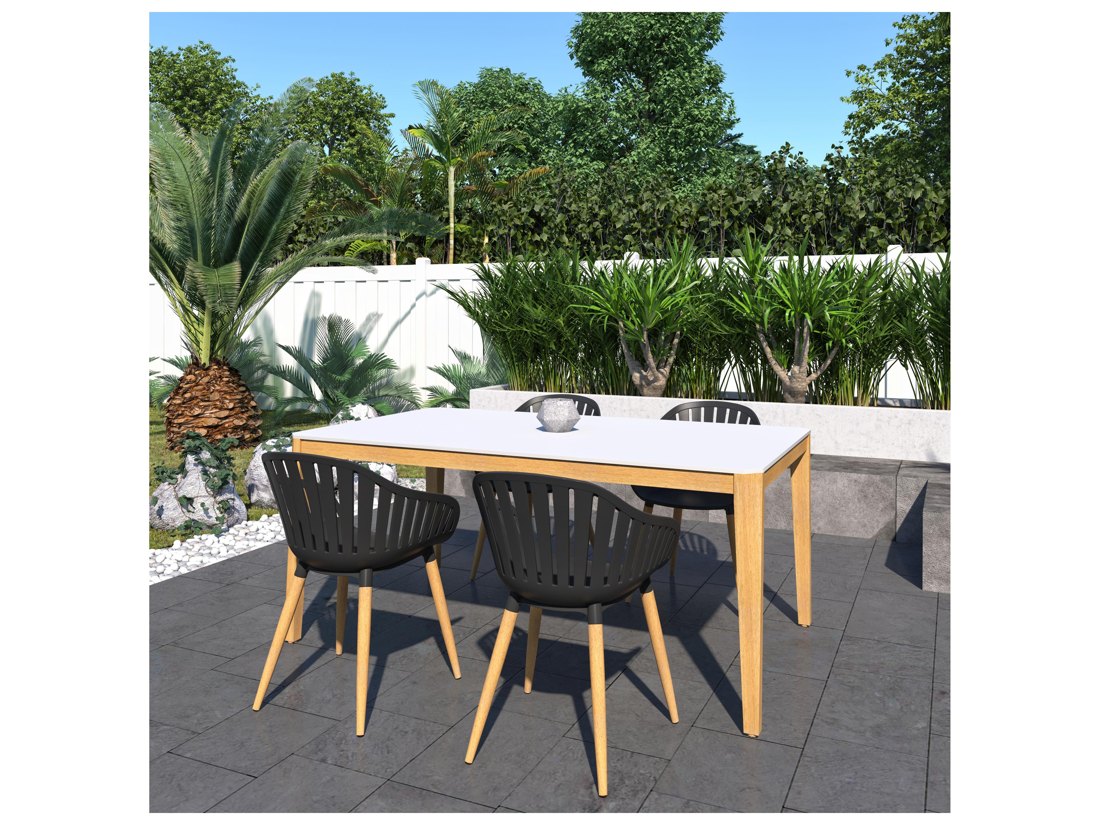 International Home Miami Amazonia Romagna 170 inch White 5 Person Outdoor Rectangular dining Set