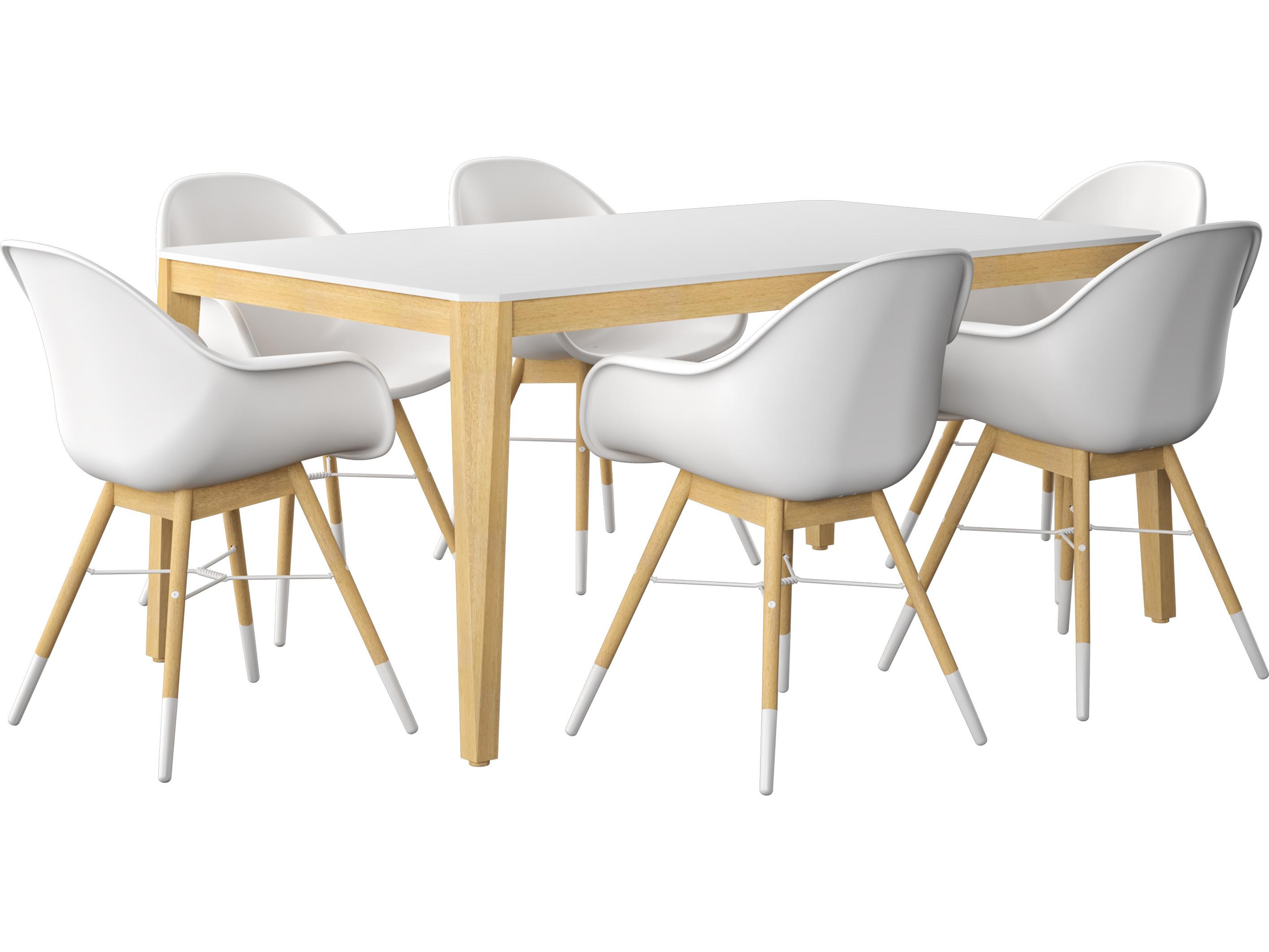 International Home Miami Amazonia Bahrain 170 inch White 7 Person Outdoor Rectangular dining Set