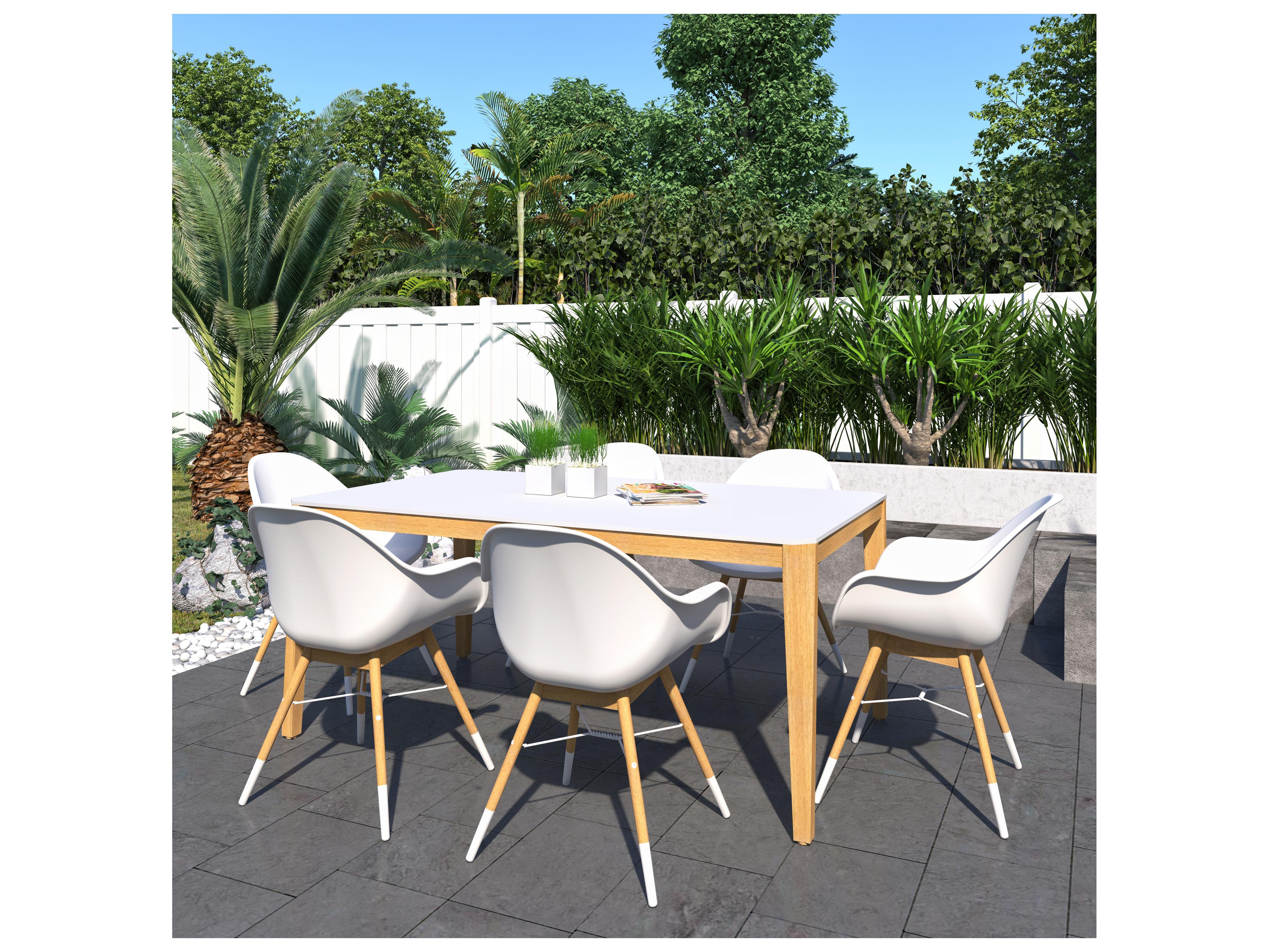 International Home Miami Amazonia Bahrain 170 inch White 7 Person Outdoor Rectangular dining Set