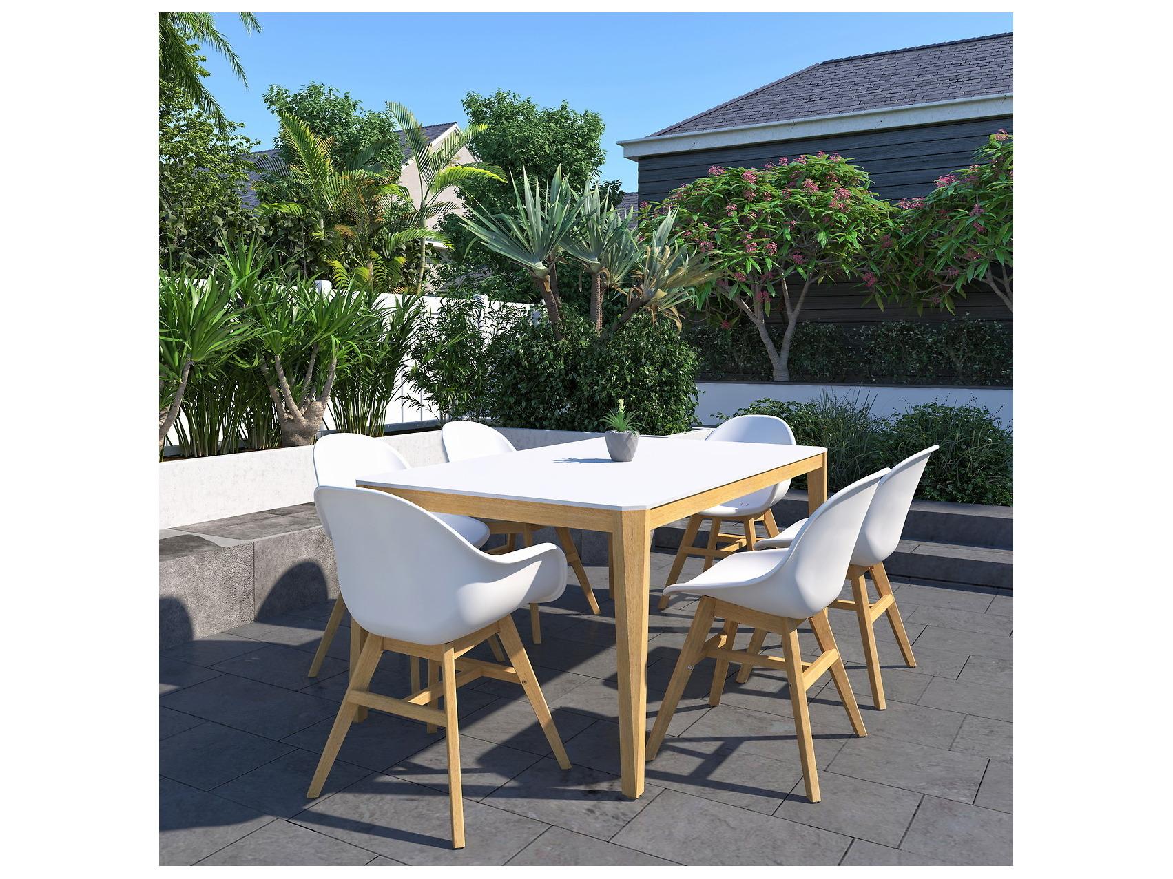 International Home Miami Amazonia Baku 170 inch White 7 Person Outdoor Rectangular dining set