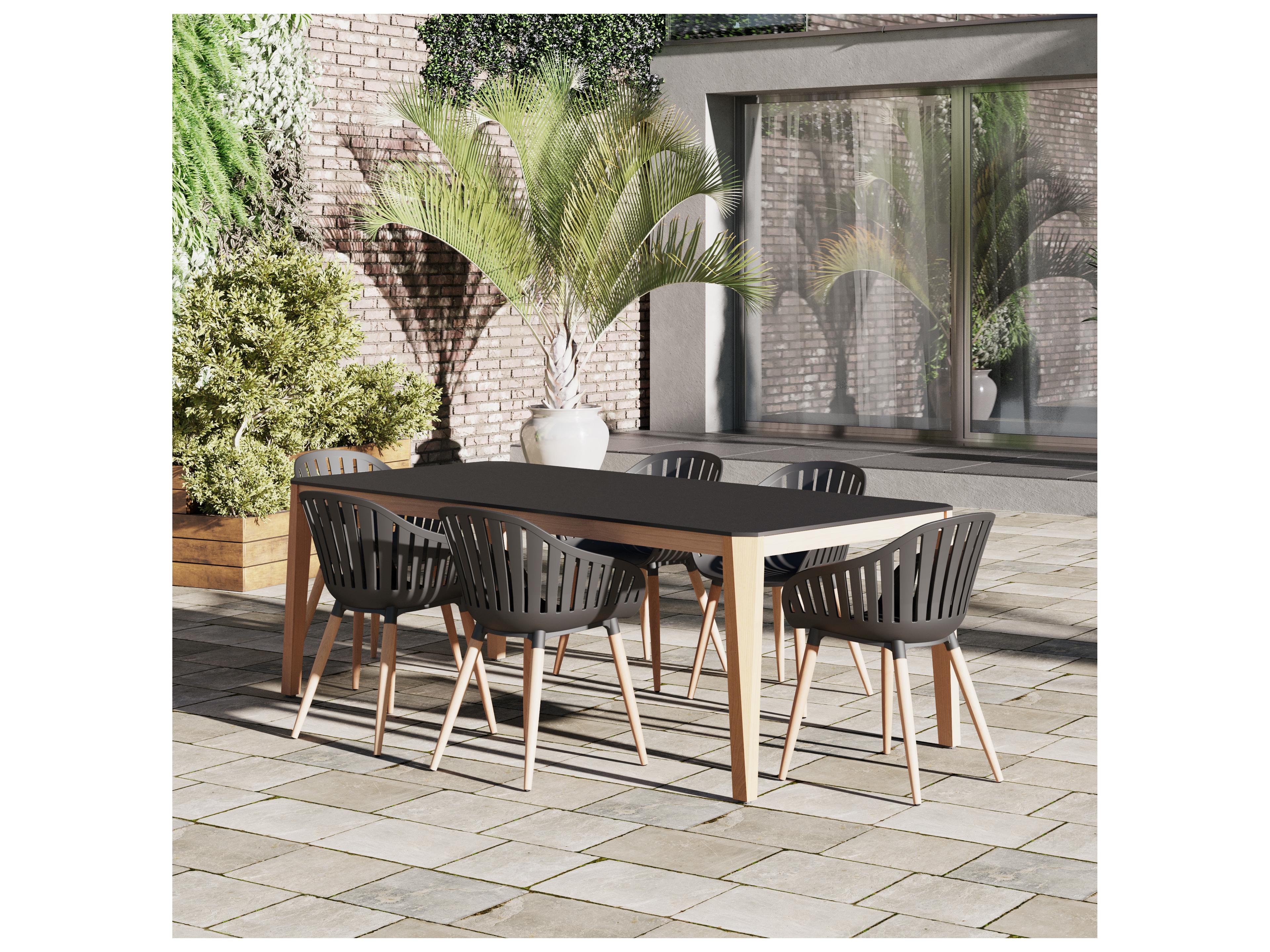 International Home Miami Amazonia Romagna 215 inch Black 7 Person Outdoor Rectangular dining Set