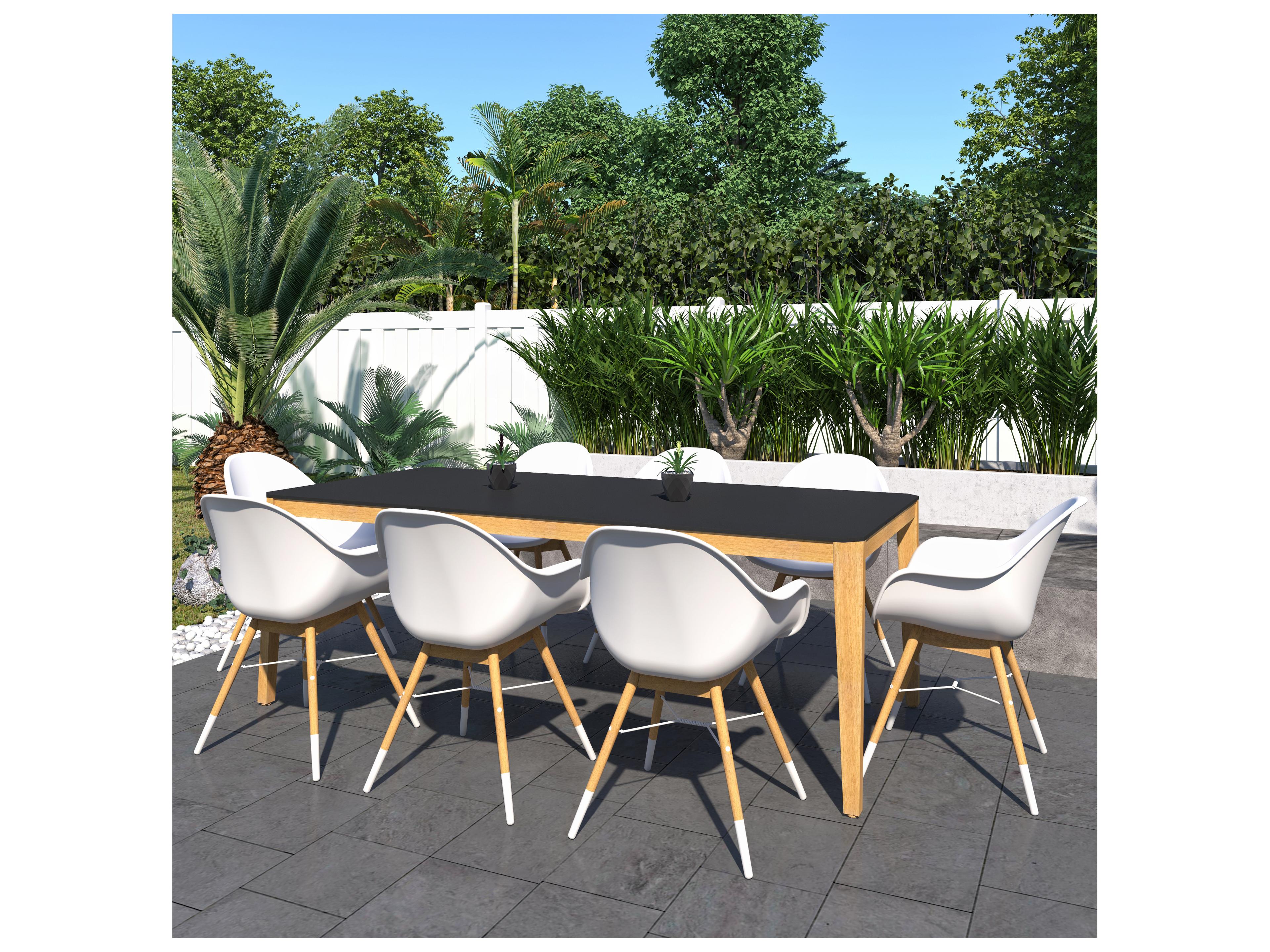 International Home Miami Amazonia Bahrain 215 inch Black 9 Person Outdoor Rectangular dining Set