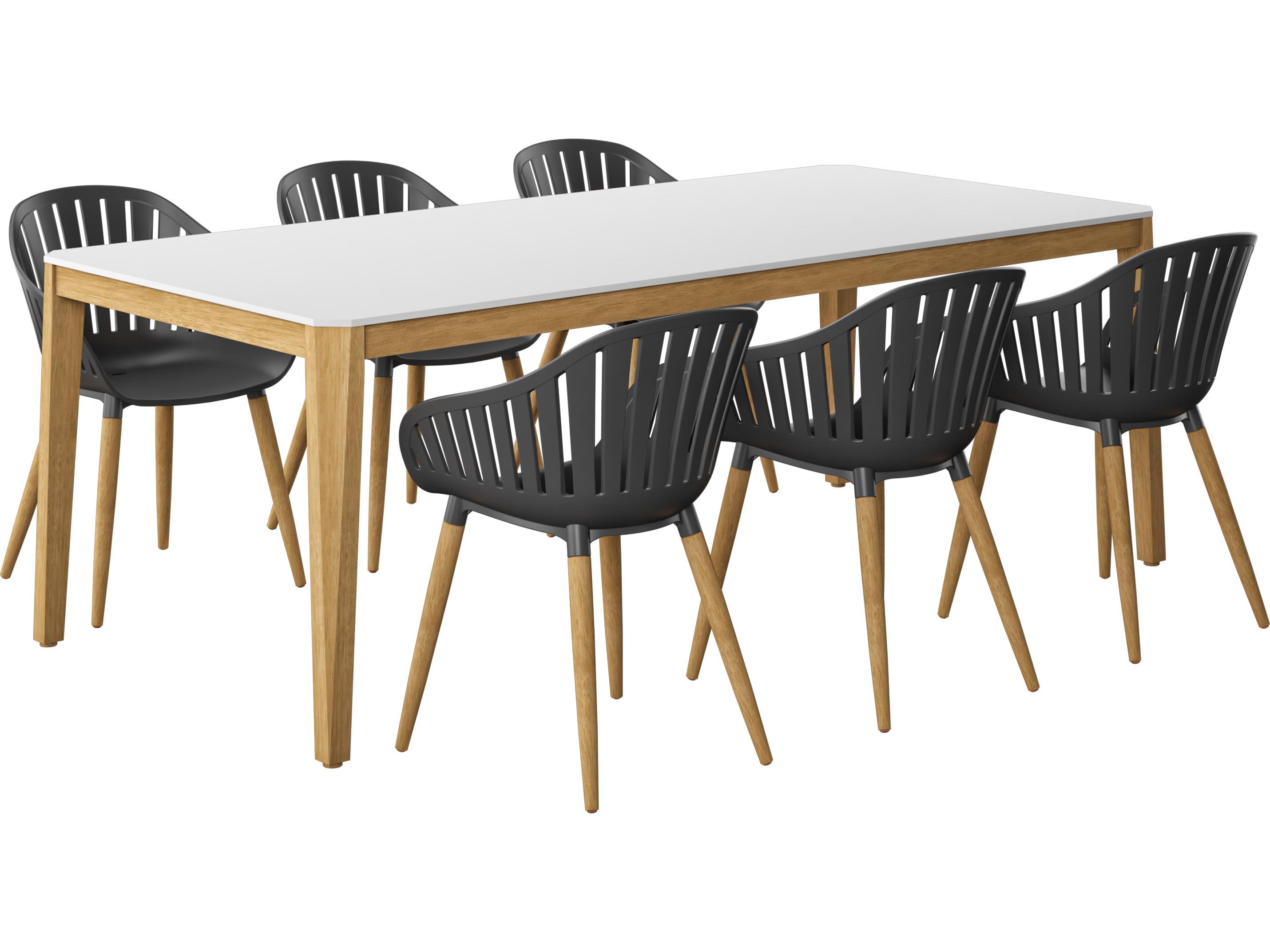 International Home Miami Amazonia Romagna 215 inch White 7 Person Outdoor Rectangular dining Set