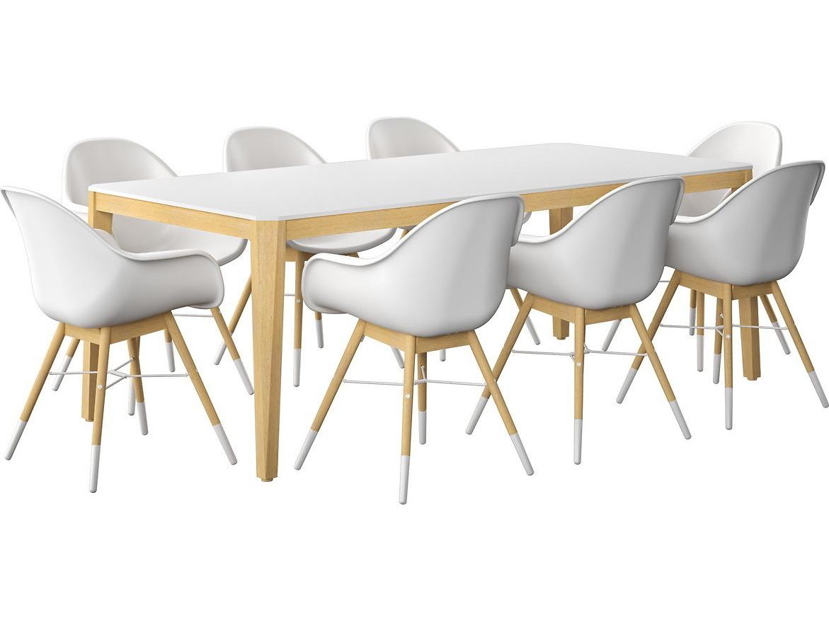 International Home Miami Amazonia Bahrain 215 inch White 9 Person Outdoor Rectangular dining Set