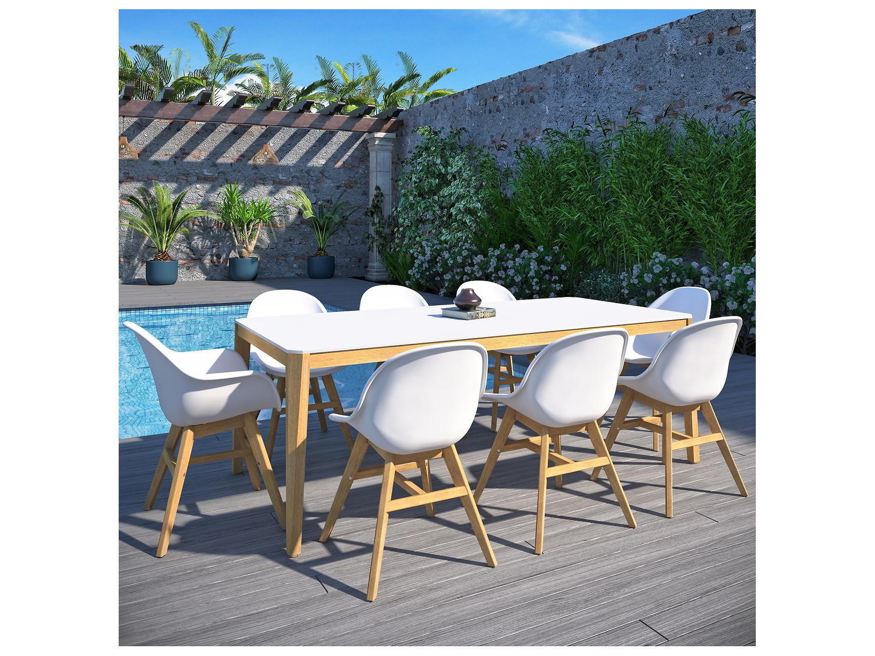International Home Miami Amazonia Baku 215 inch White 9 Person Outdoor Rectangular dining set