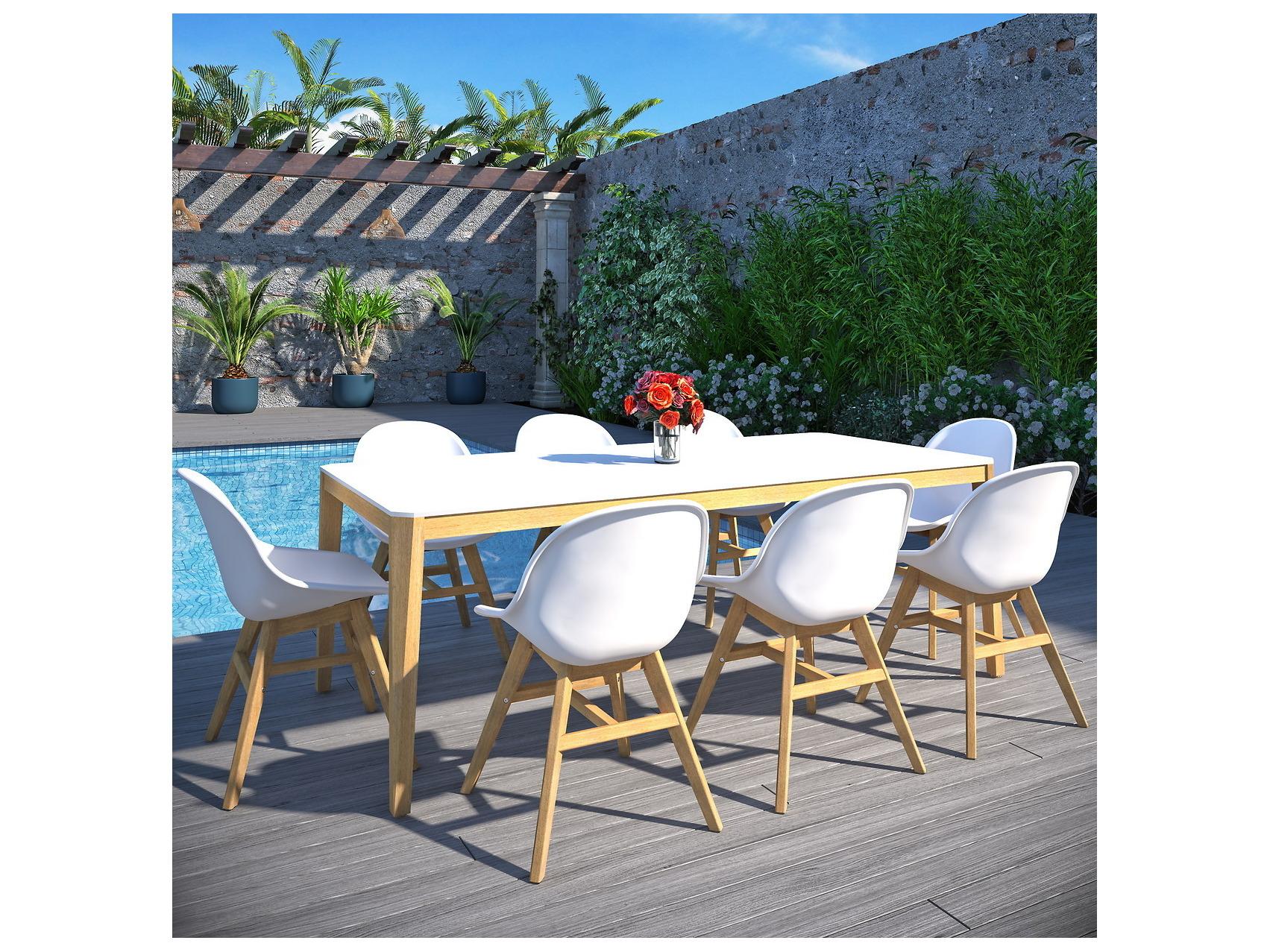 International Home Miami Amazonia Melbourne 215 inch White 9 Person Outdoor Rectangular dining Set