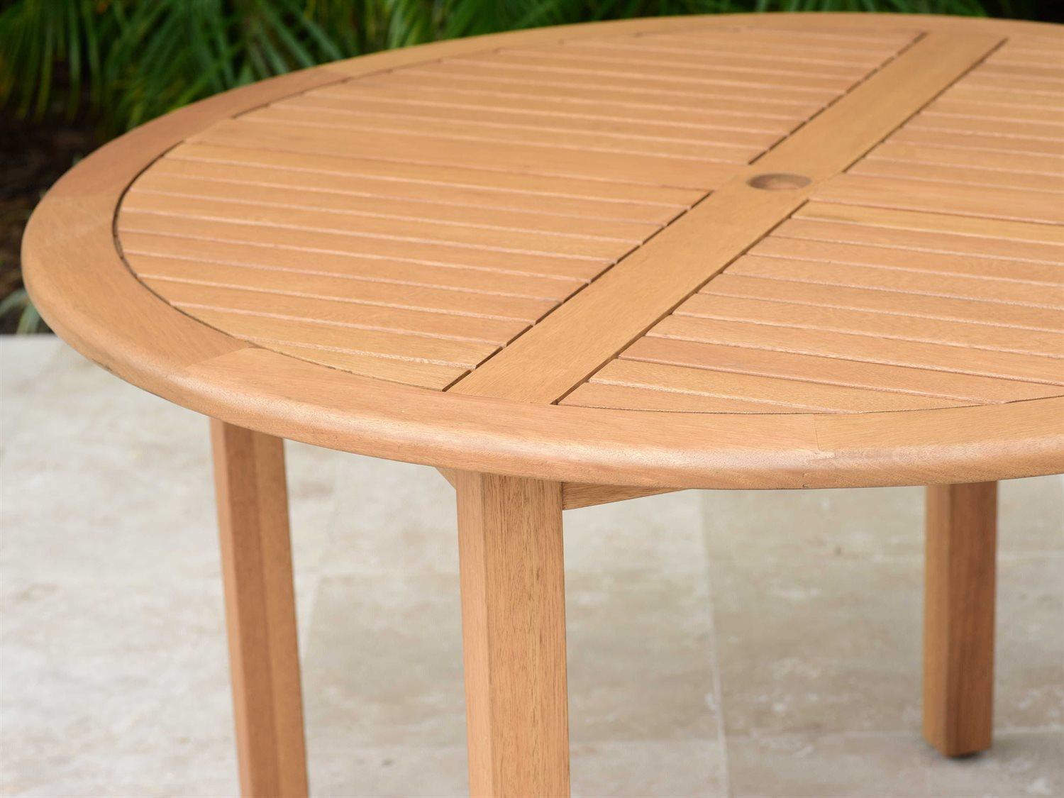 International Home Miami Amazonia Charlotte 5 Piece Round Wood Outdoor Patio Dining Set