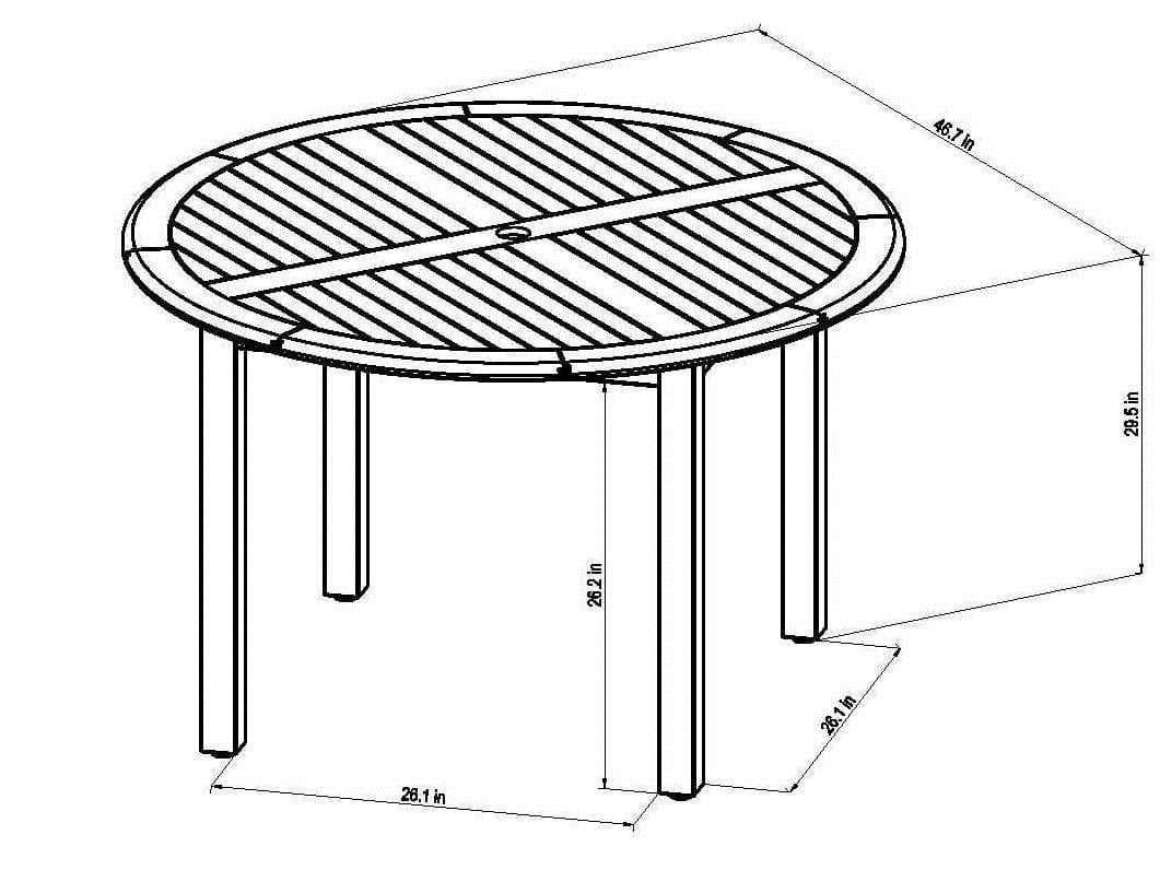 International Home Miami Amazonia Charlotte 5 Piece Round Wood Outdoor Patio Dining Set
